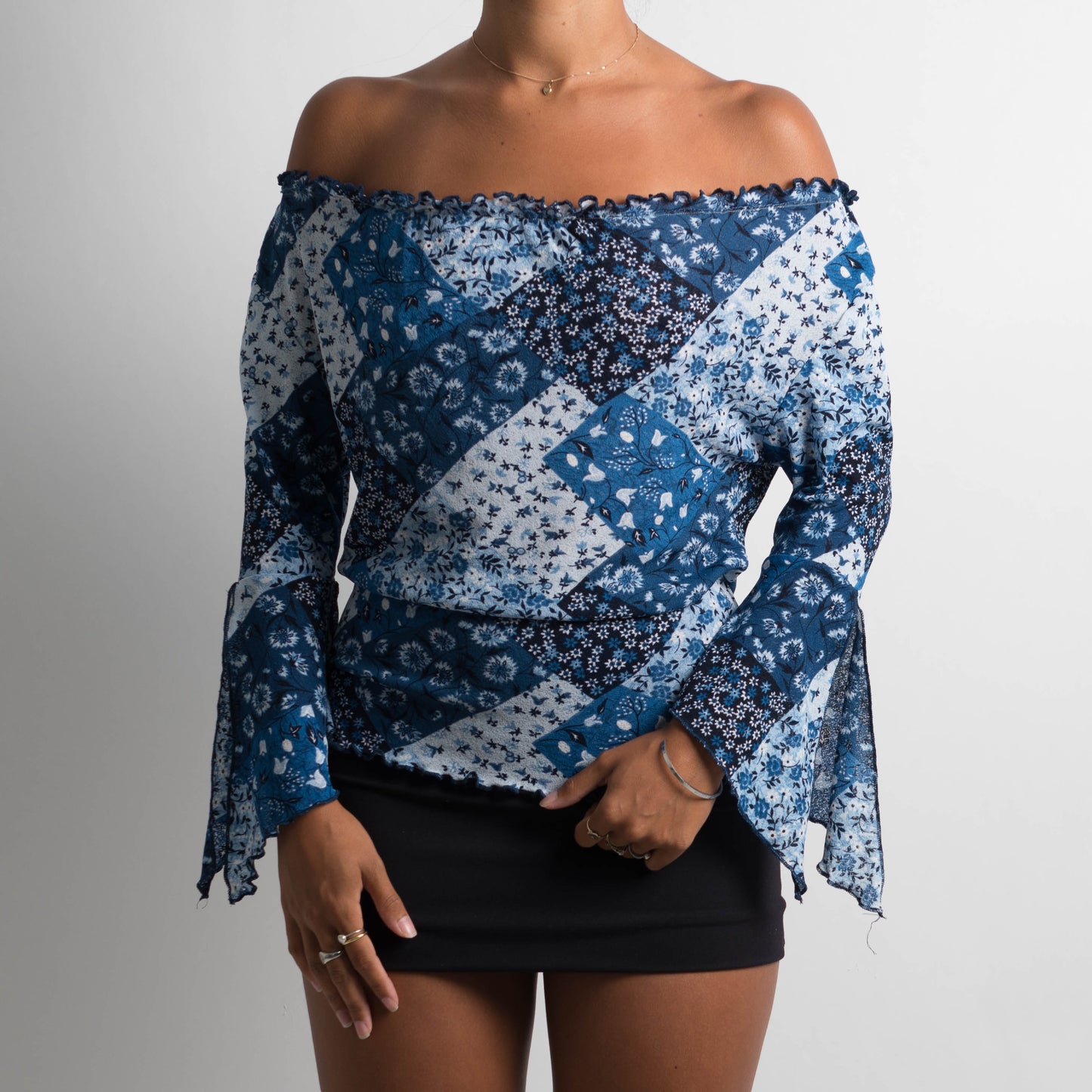 BLUE PAISLEY BOHO TOP