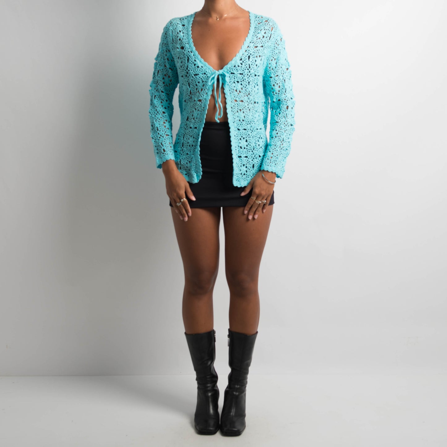 AQUA CROCHET CARDIGAN