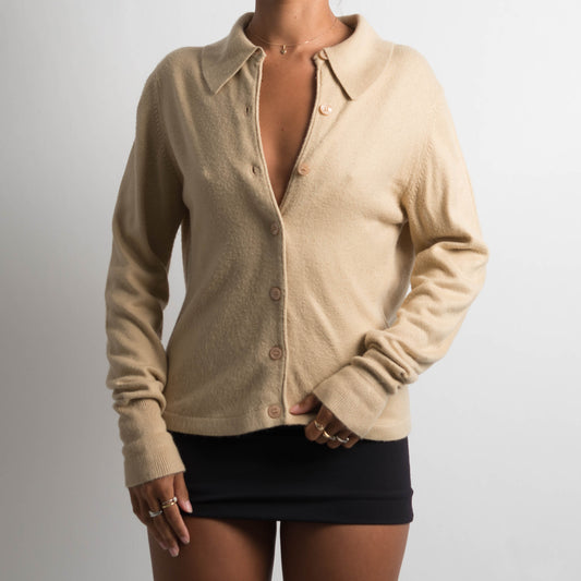 TAN COLLARED CARDIGAN