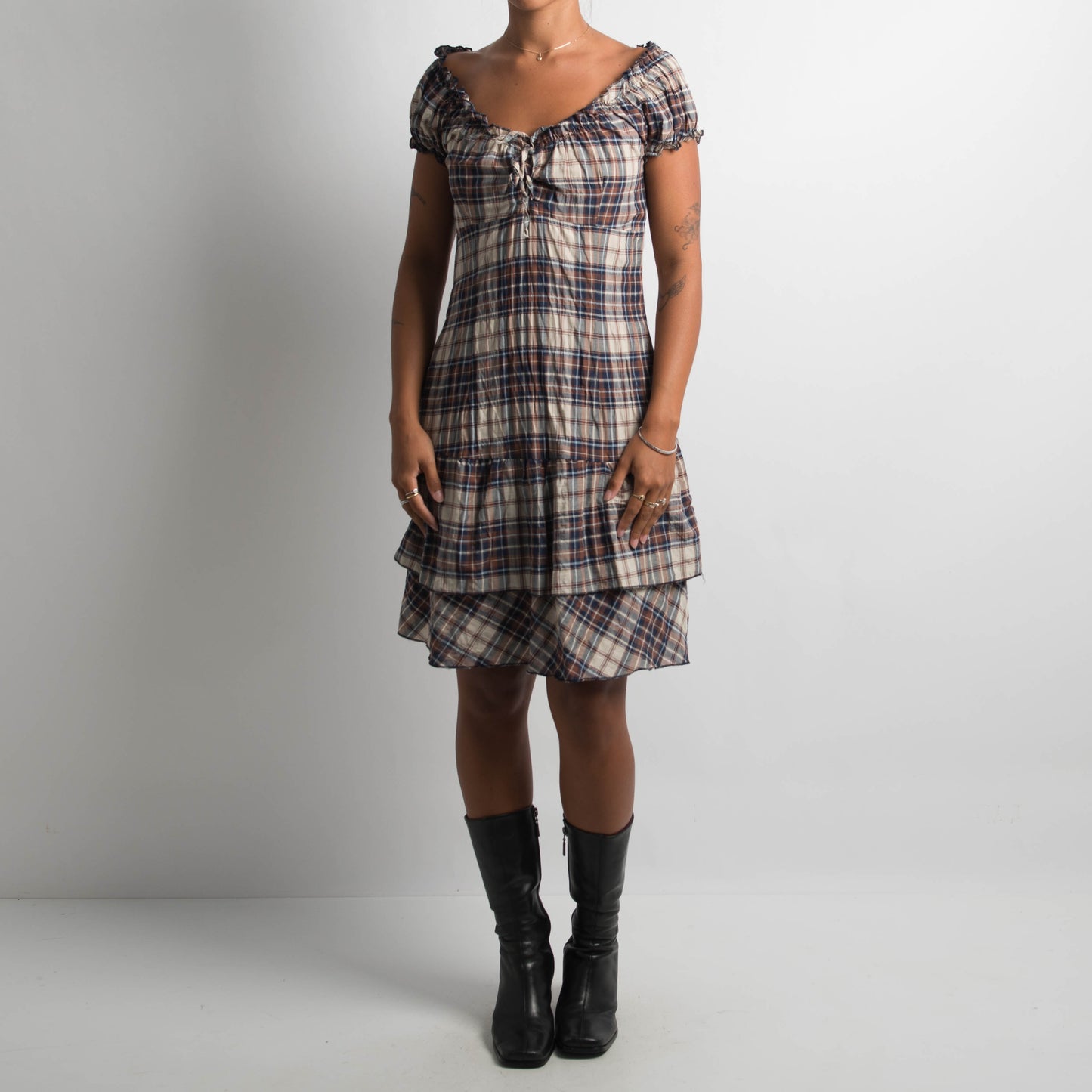 GINGHAM MILKMAID DRESS