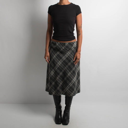 WOOL PLAID MIDI SKIRT