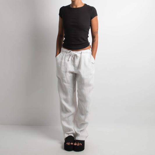 WHITE HEMP LINEN PANTS