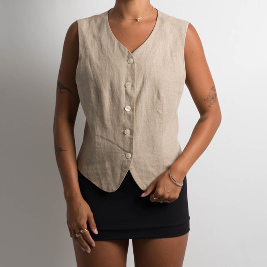 BEIGE LINEN VEST