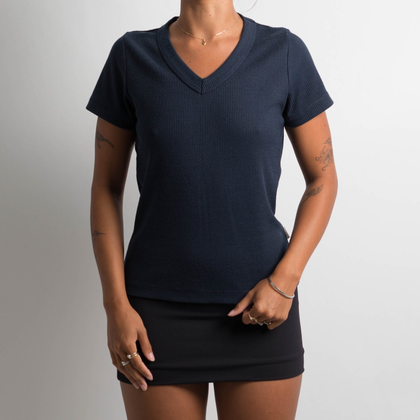 NAVY RIBBED TSHIRT