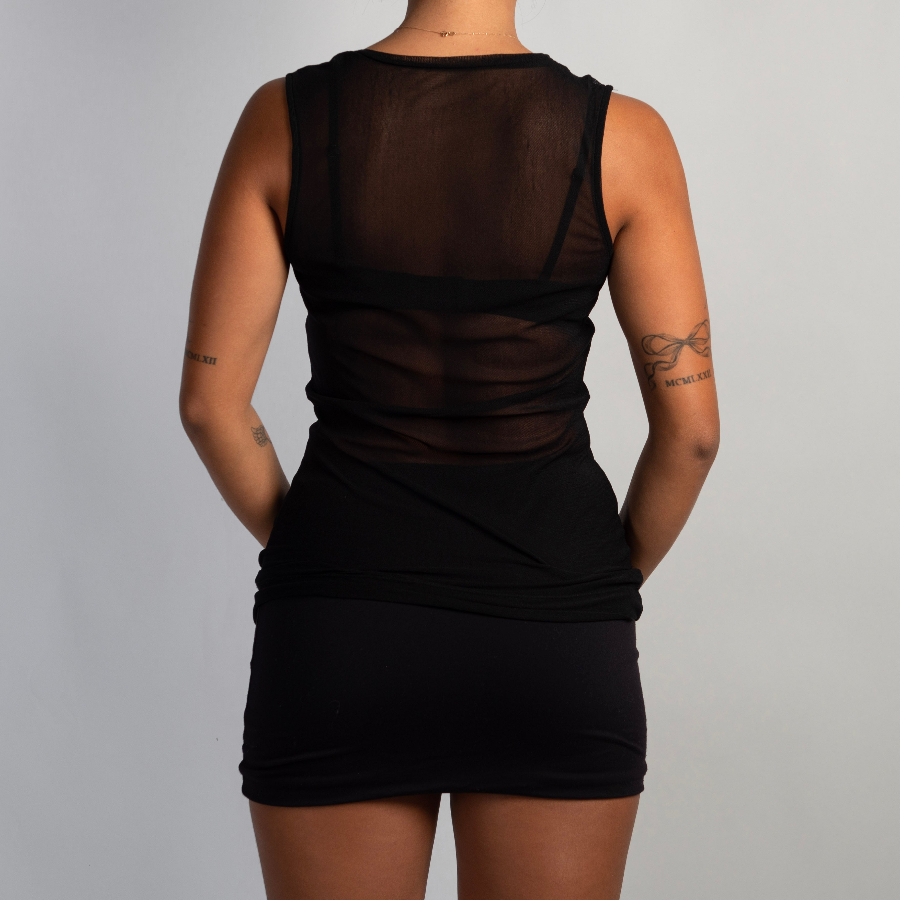 BLACK MESH TANK TOP