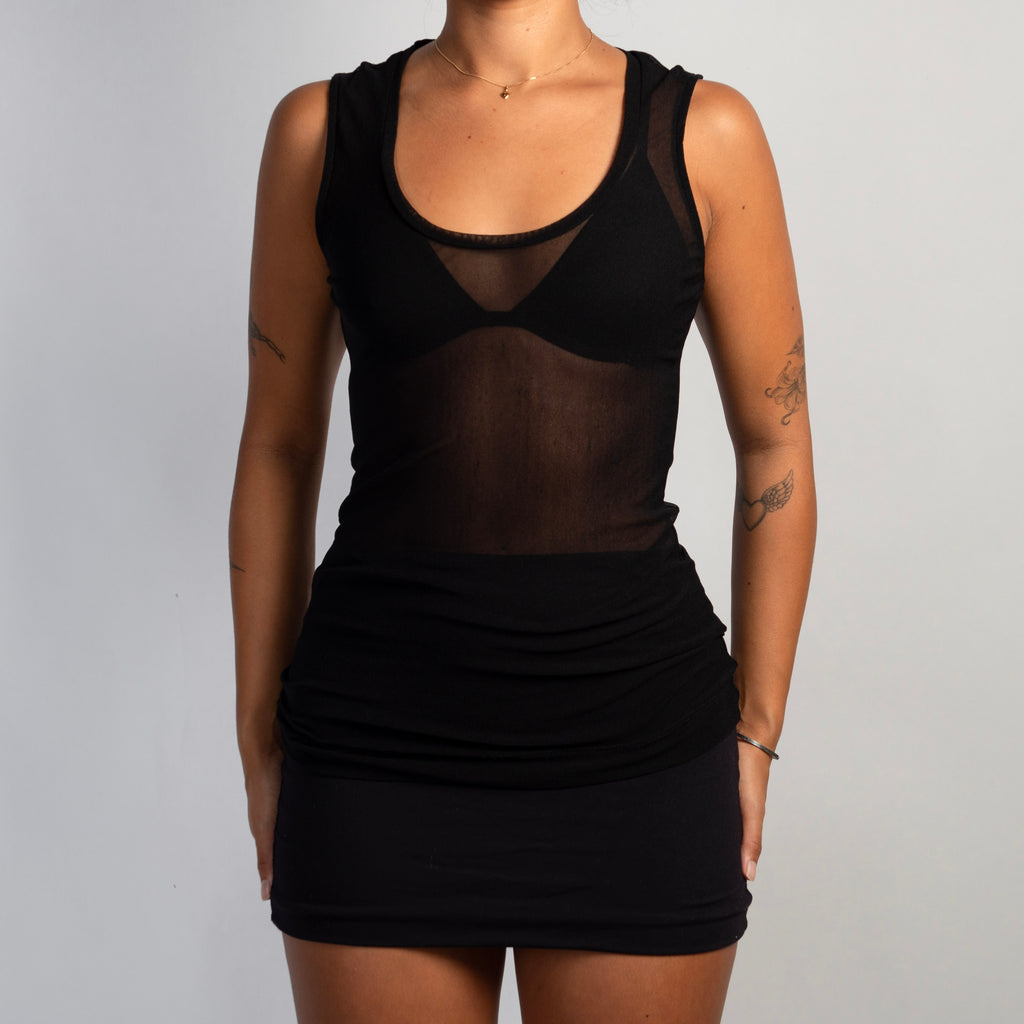 BLACK MESH TANK TOP