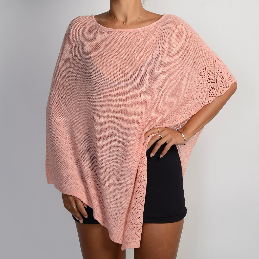 PINK KNIT PONCHO