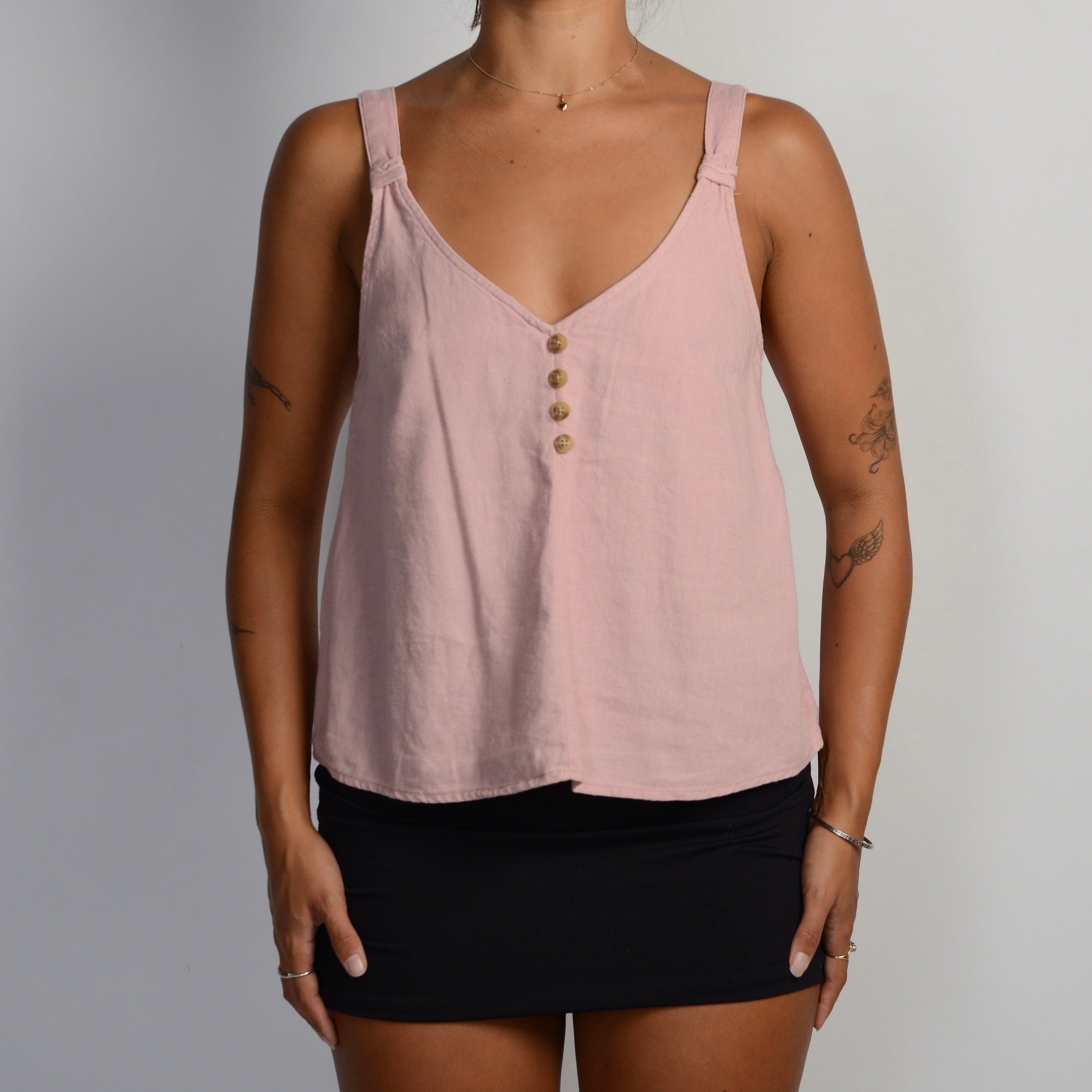 PINK LINEN RELAXED TOP