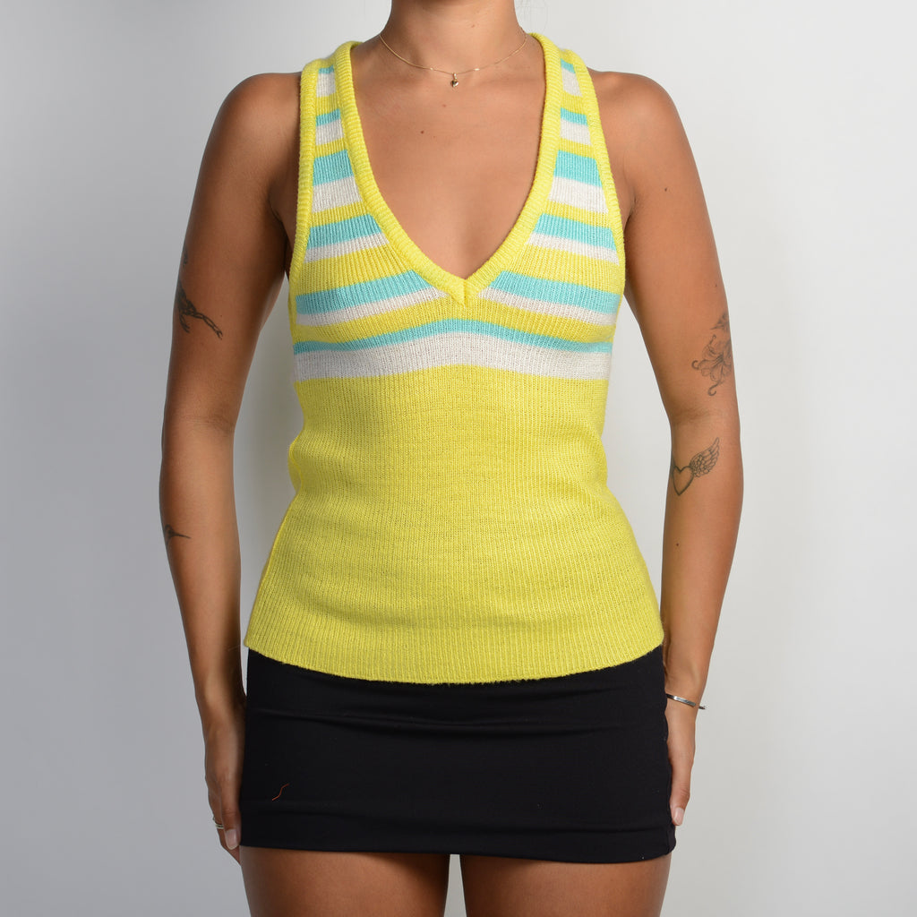 YELLOW STRIPE KNIT TOP