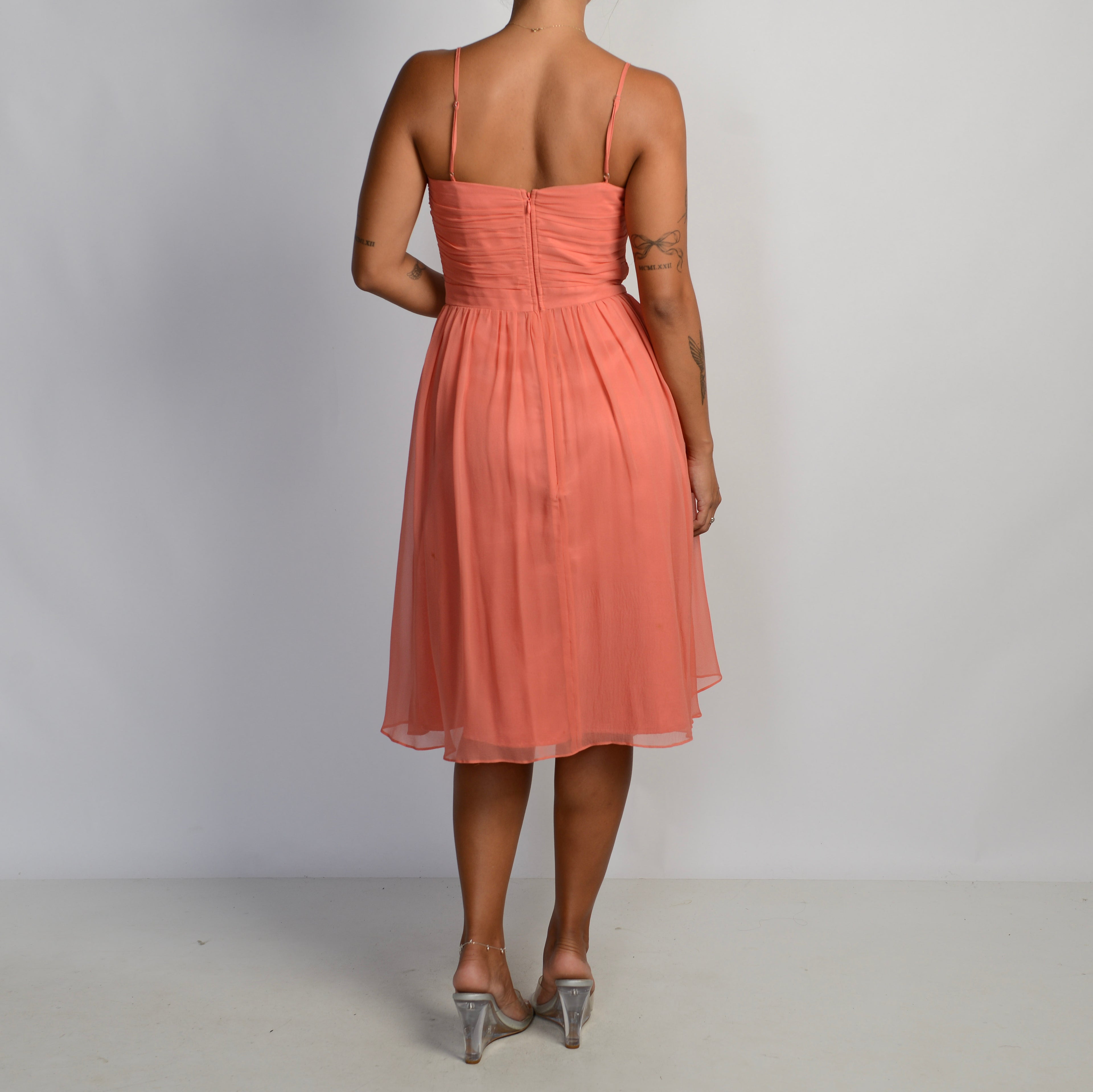 SALMON SILK DRESS