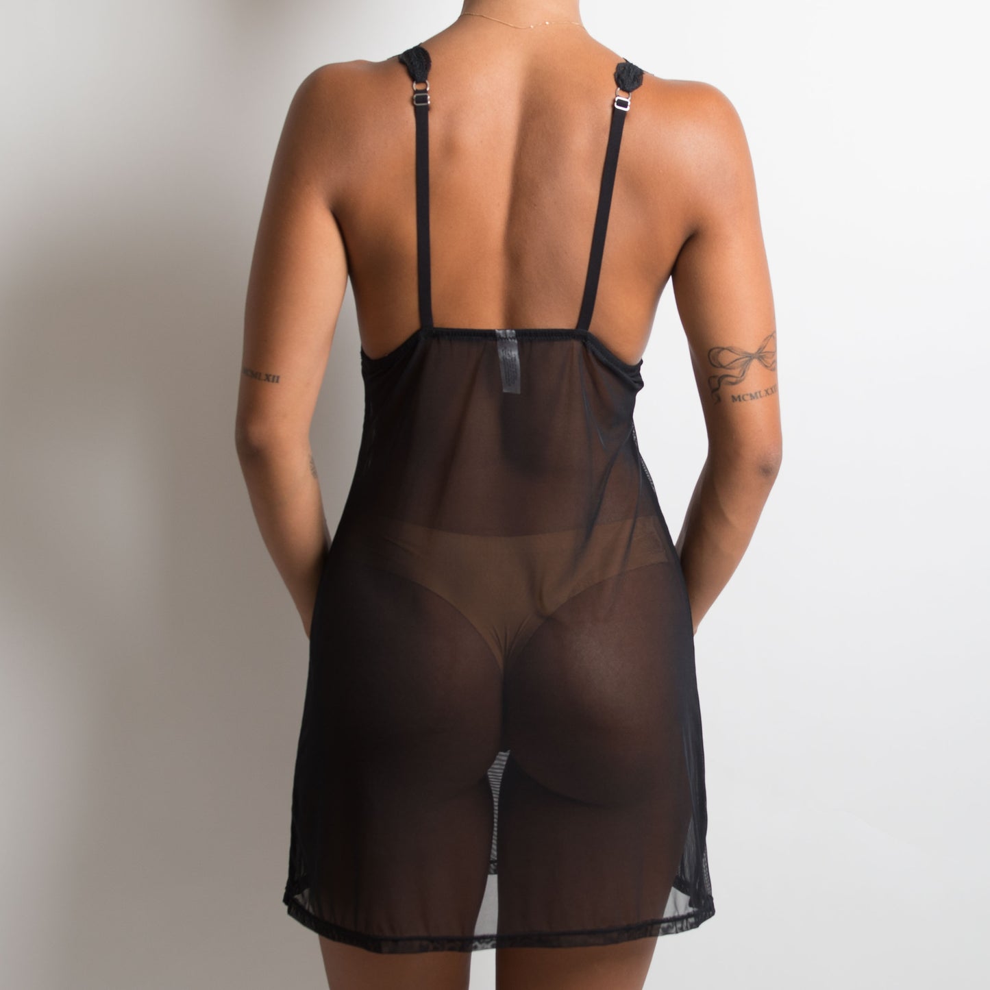 BLACK SHEER MESH DRESS