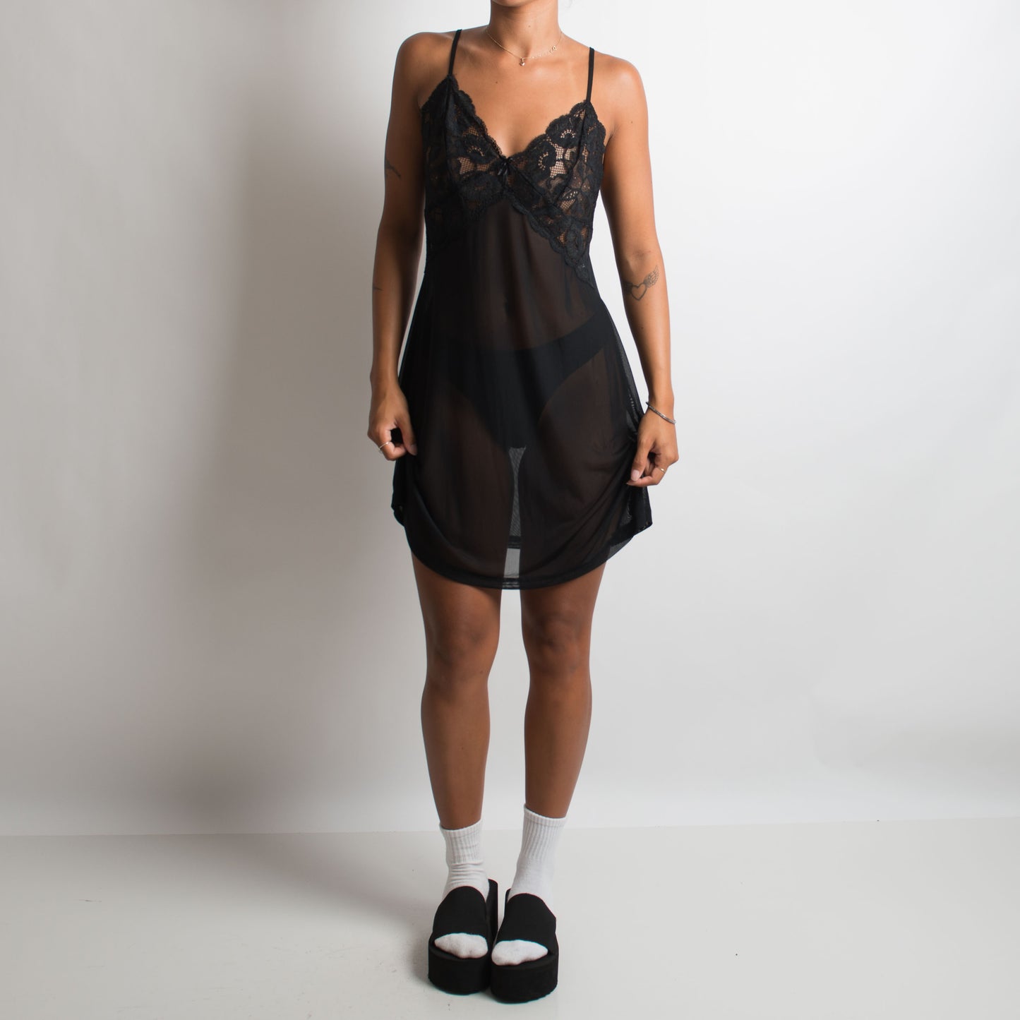 BLACK MESH/LACE DRESS