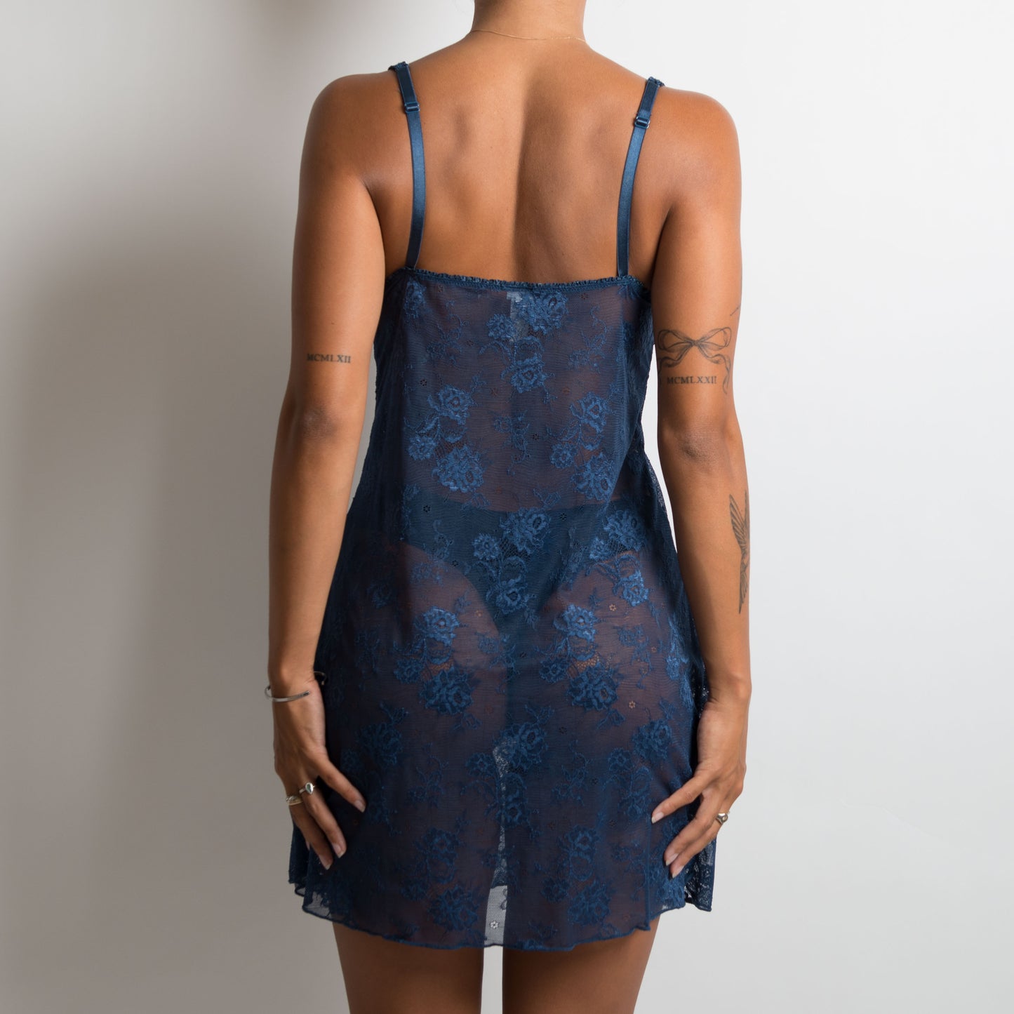 NAVY LACE MINI DRESS