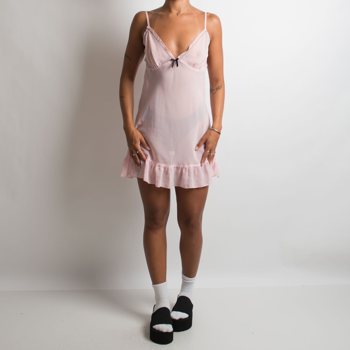 SHEER BABY PINK MINI DRESS