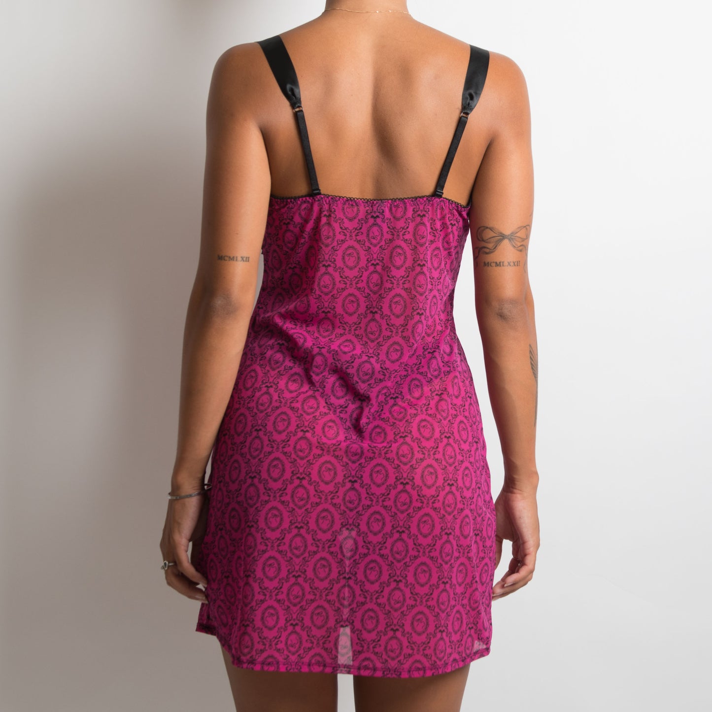 FUSCHIA MESH MINI DRESS