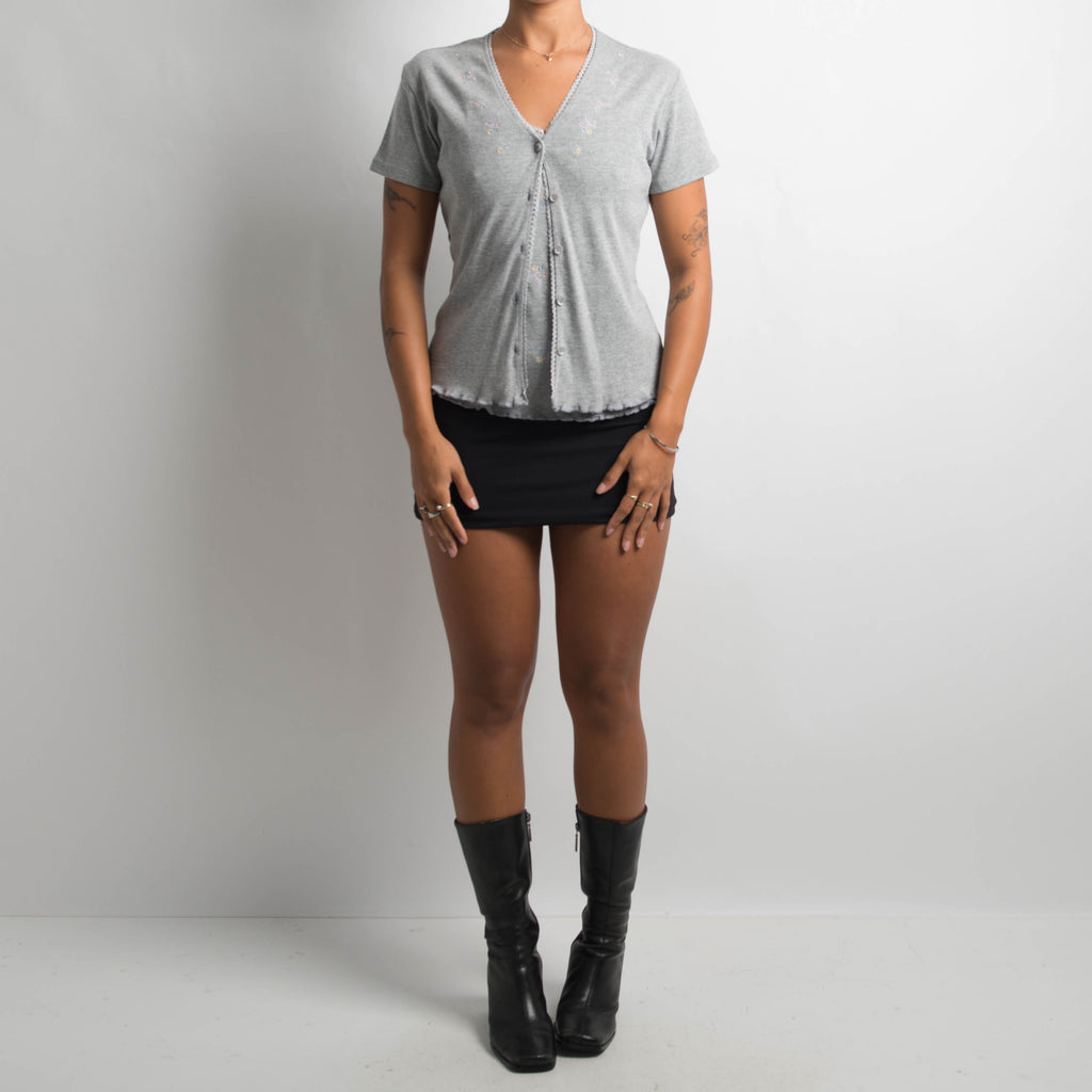 GREY EMBROIDERED TWIN SET