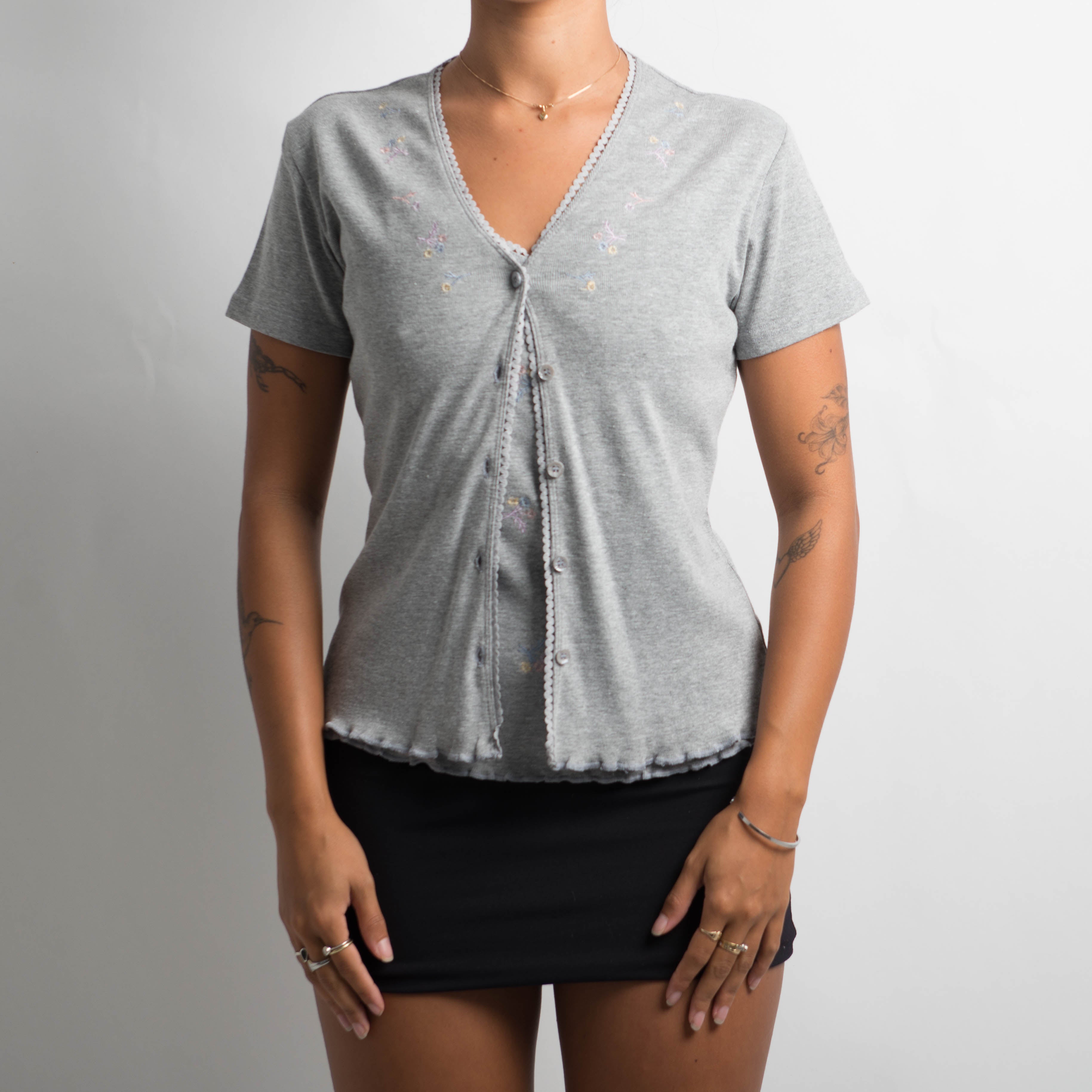 GREY EMBROIDERED TWIN SET