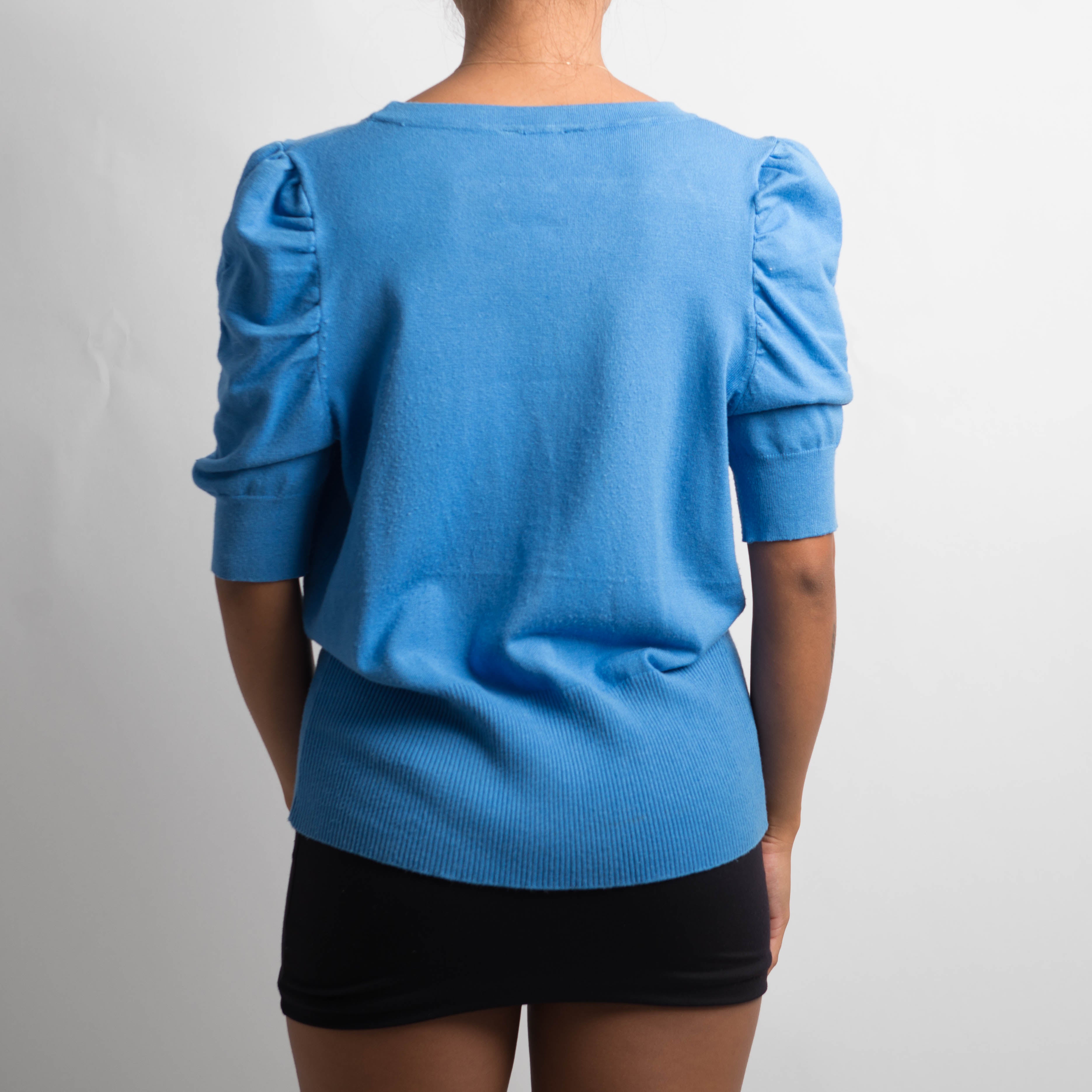BLUE SHORT SLEEVE CARDIGAN