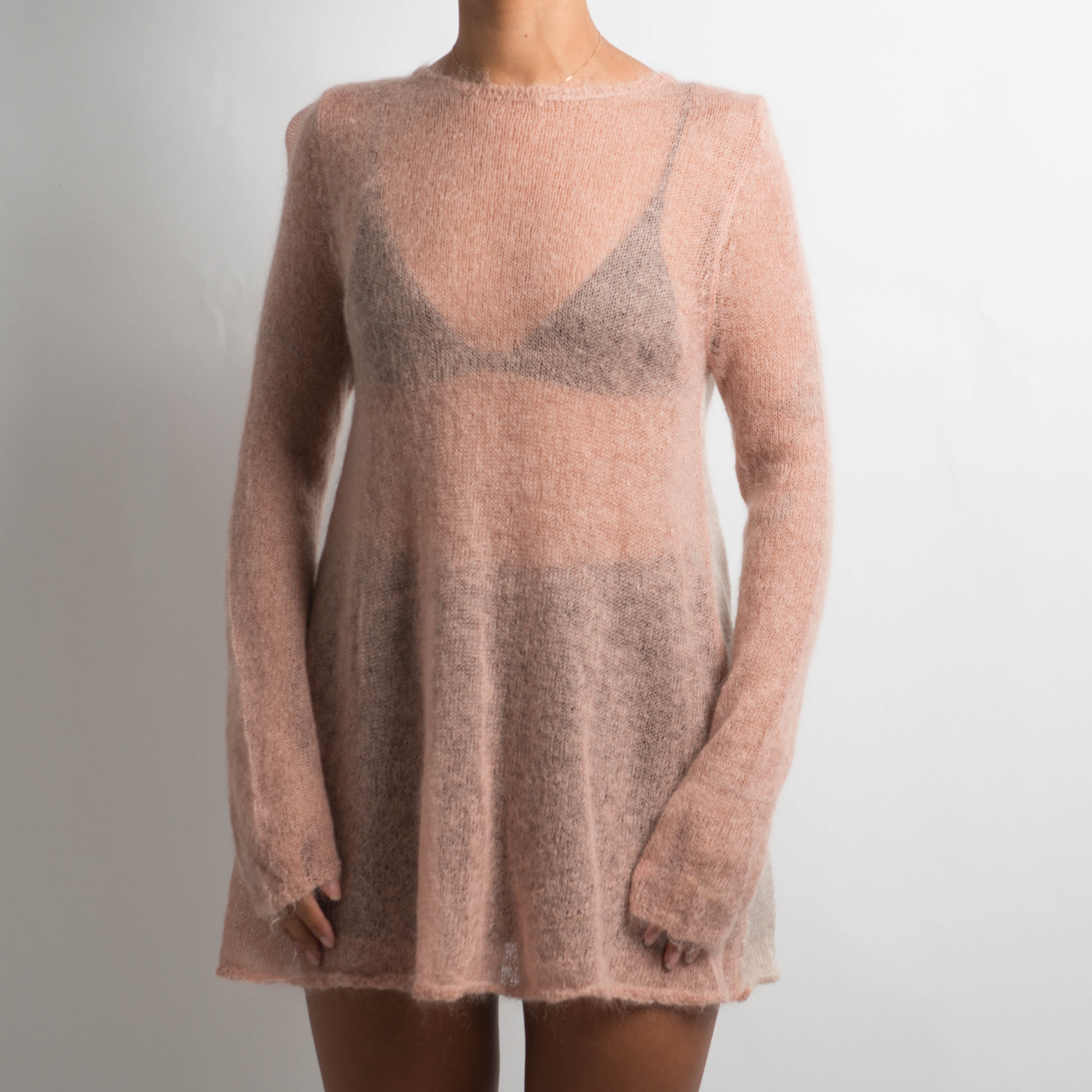 SHEER PINK MOHAIR KNIT