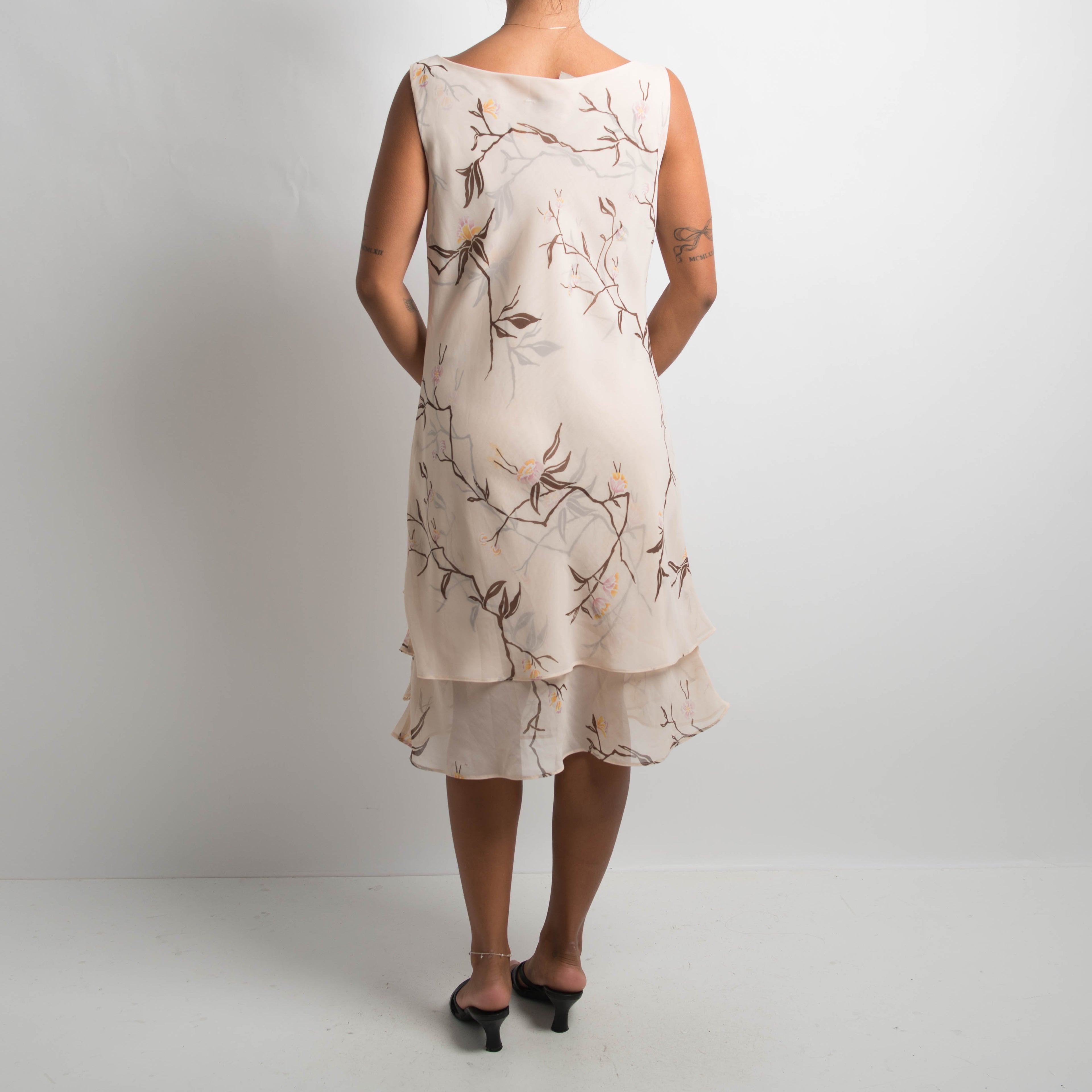 CREAM FLORAL MIDI DRESS