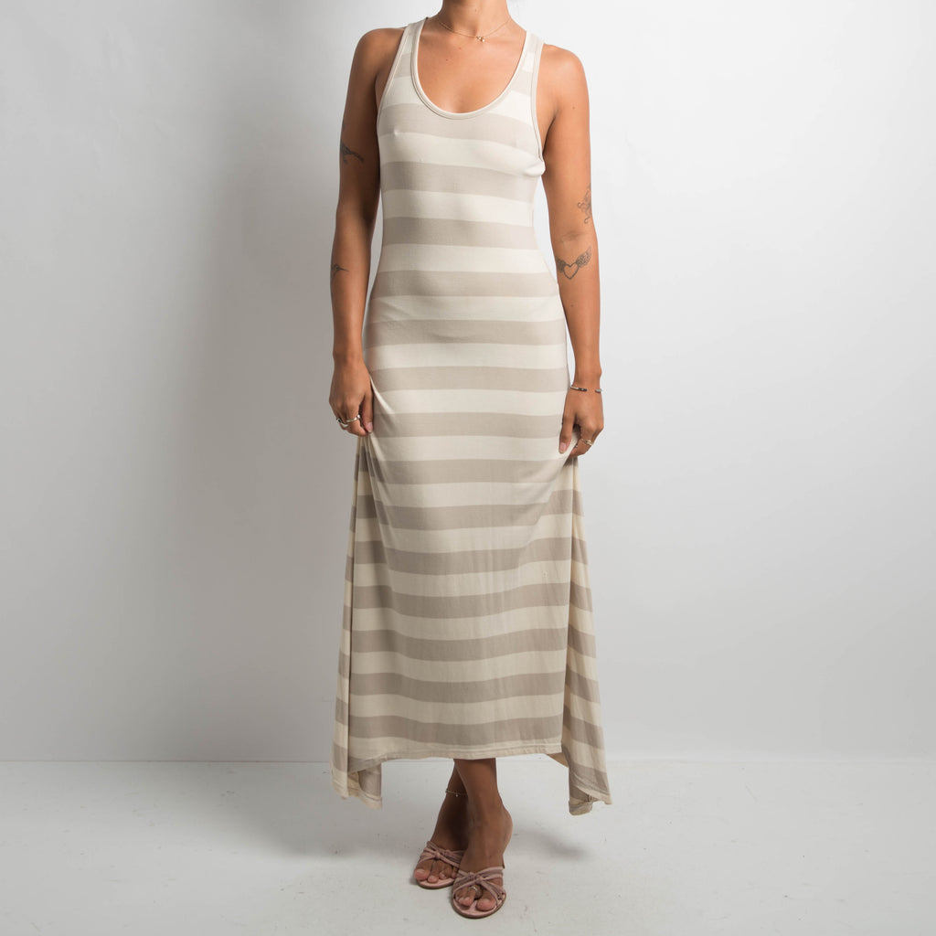 CREAM STRIPED MAXI DRESS