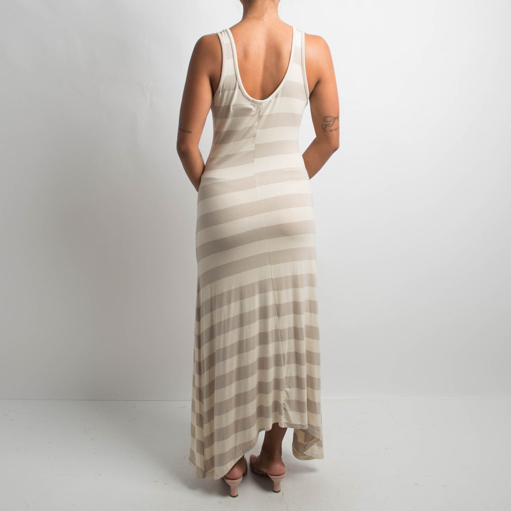 CREAM STRIPED MAXI DRESS