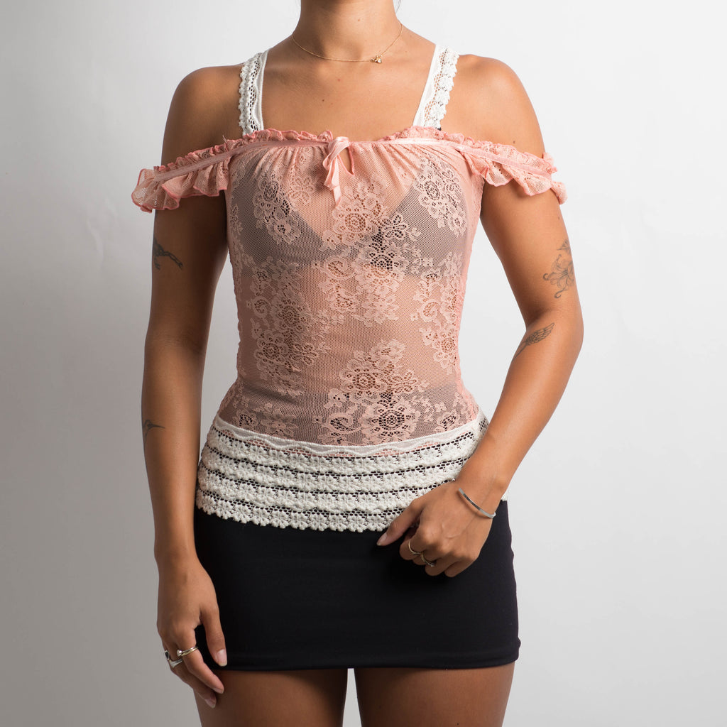 SHEER PINK LACE TOP