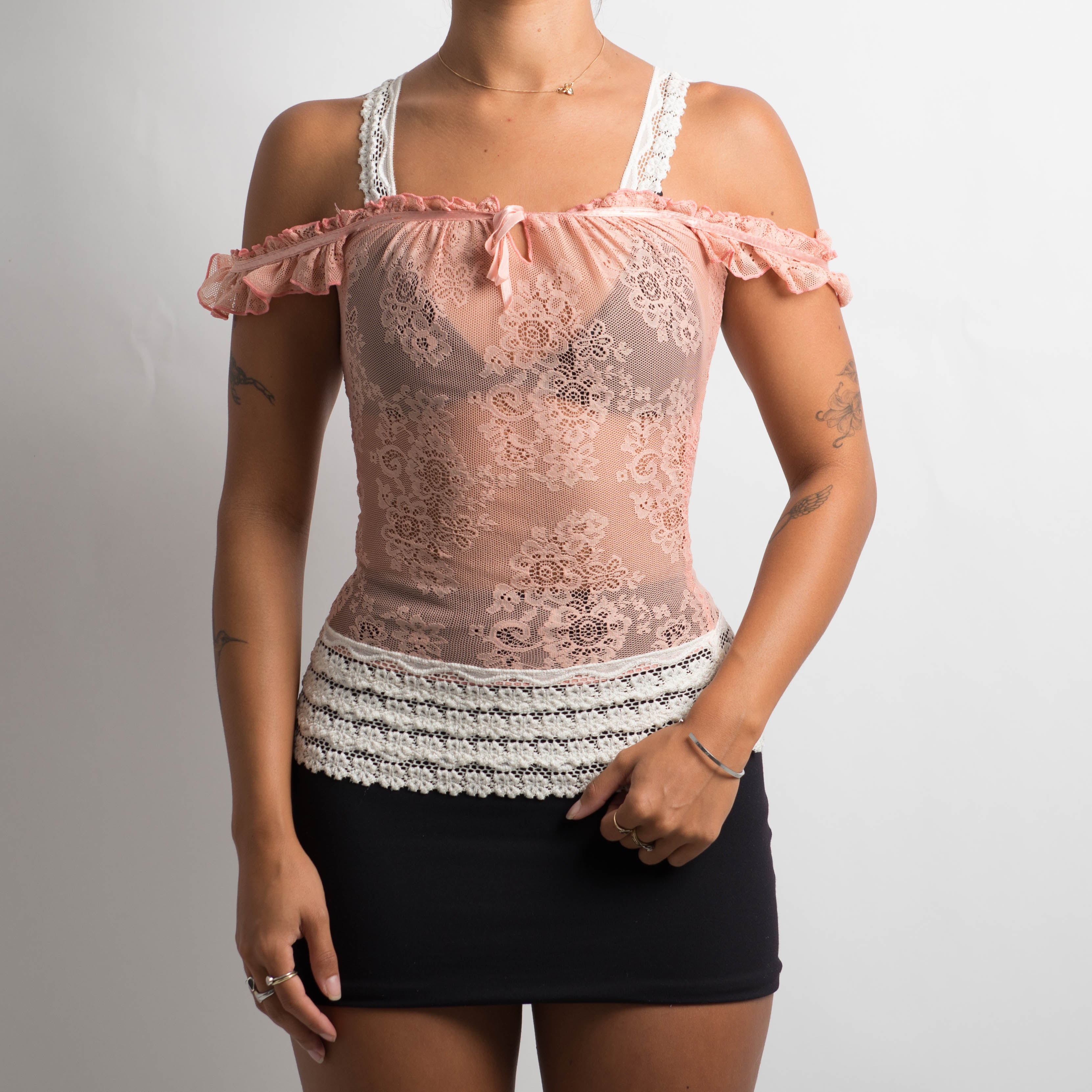SHEER PINK LACE TOP