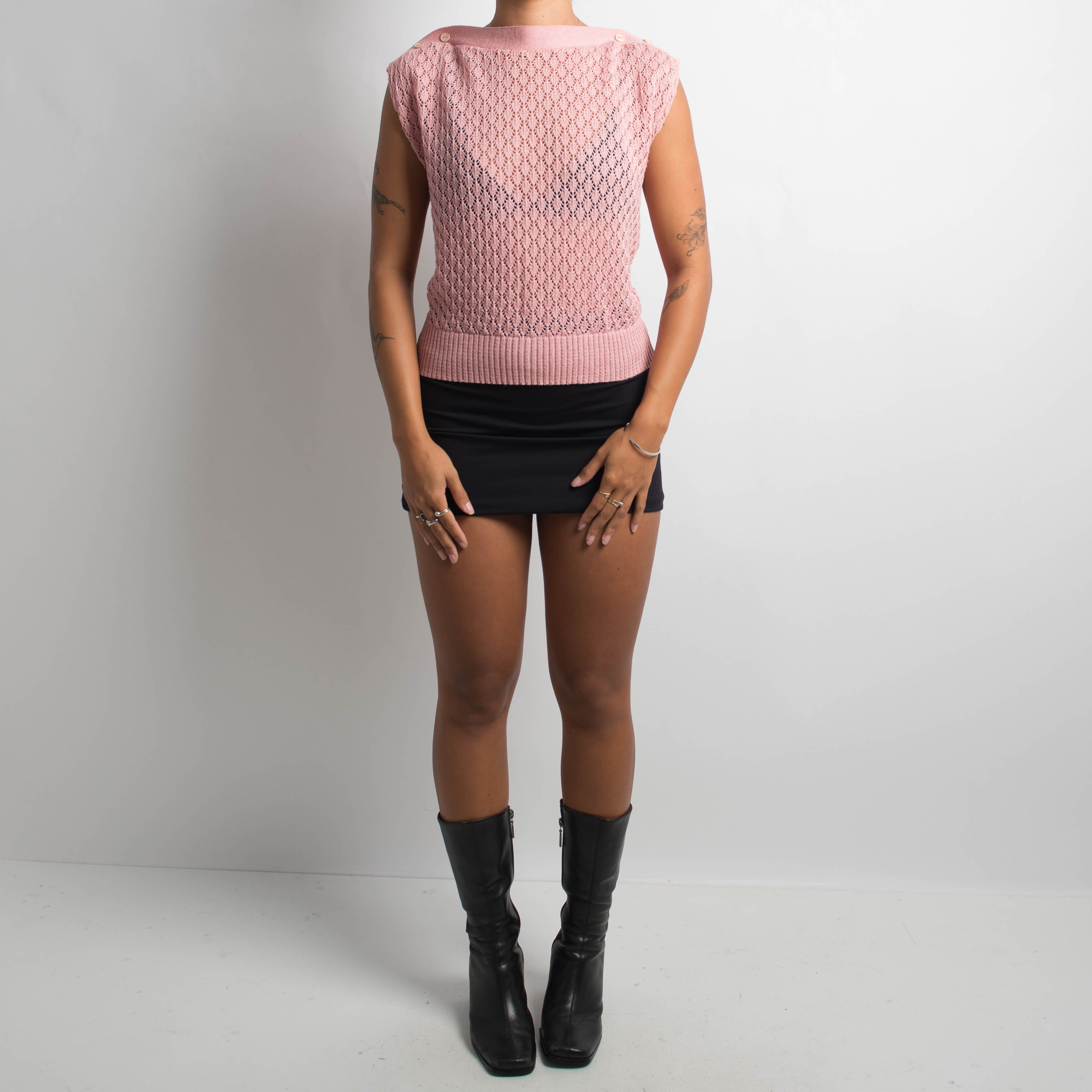 PINK CROCHET TOP