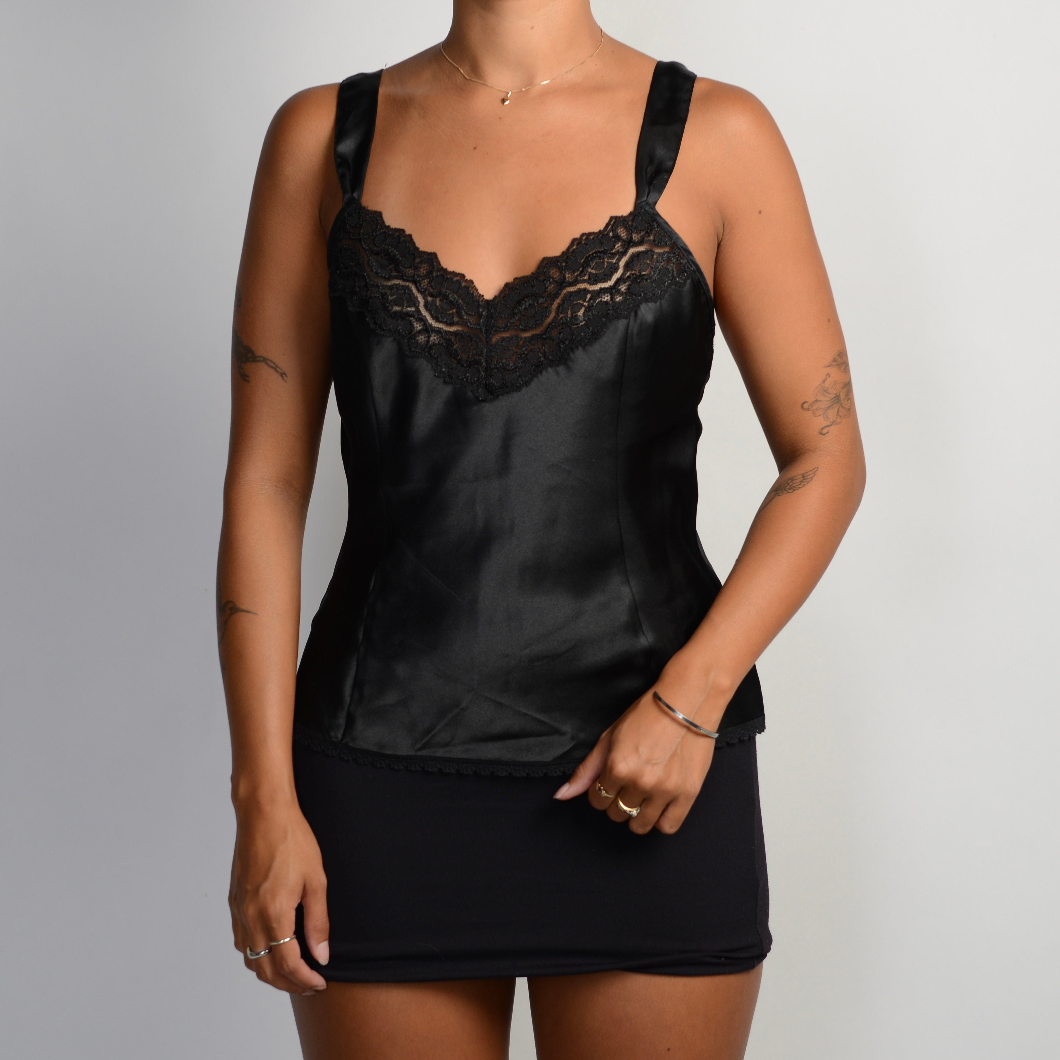 BLACK SATIN CAMISOLE