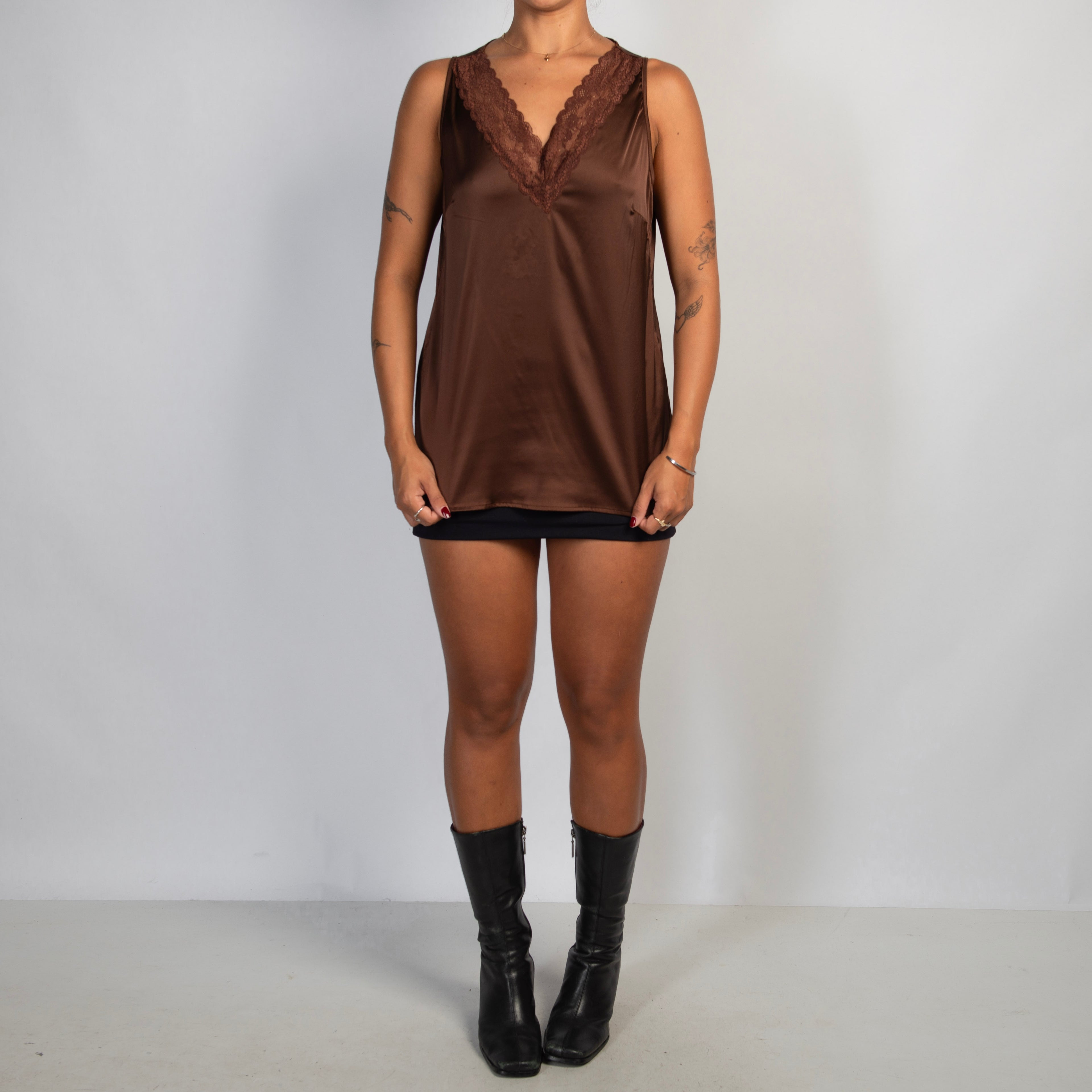 BROWN SATIN TOP