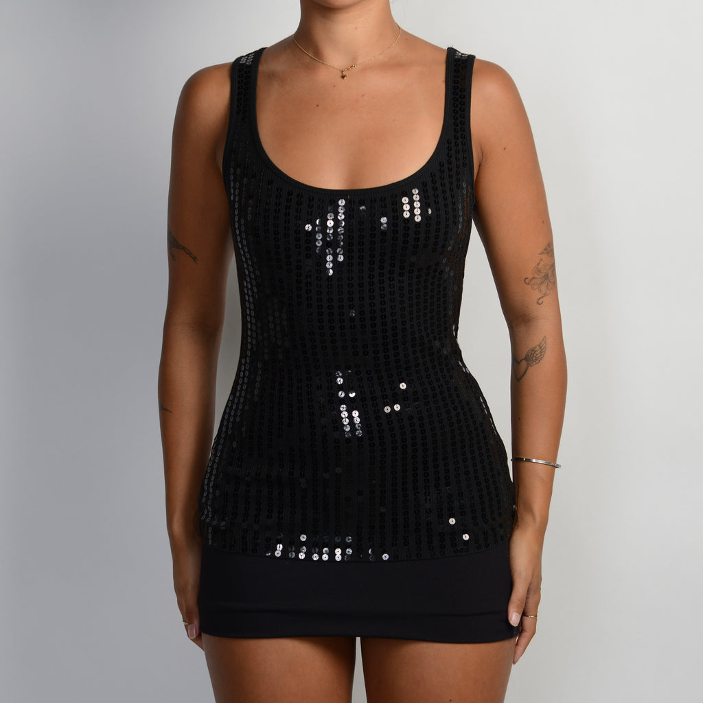 BLACK SEQUIN TANK TOP