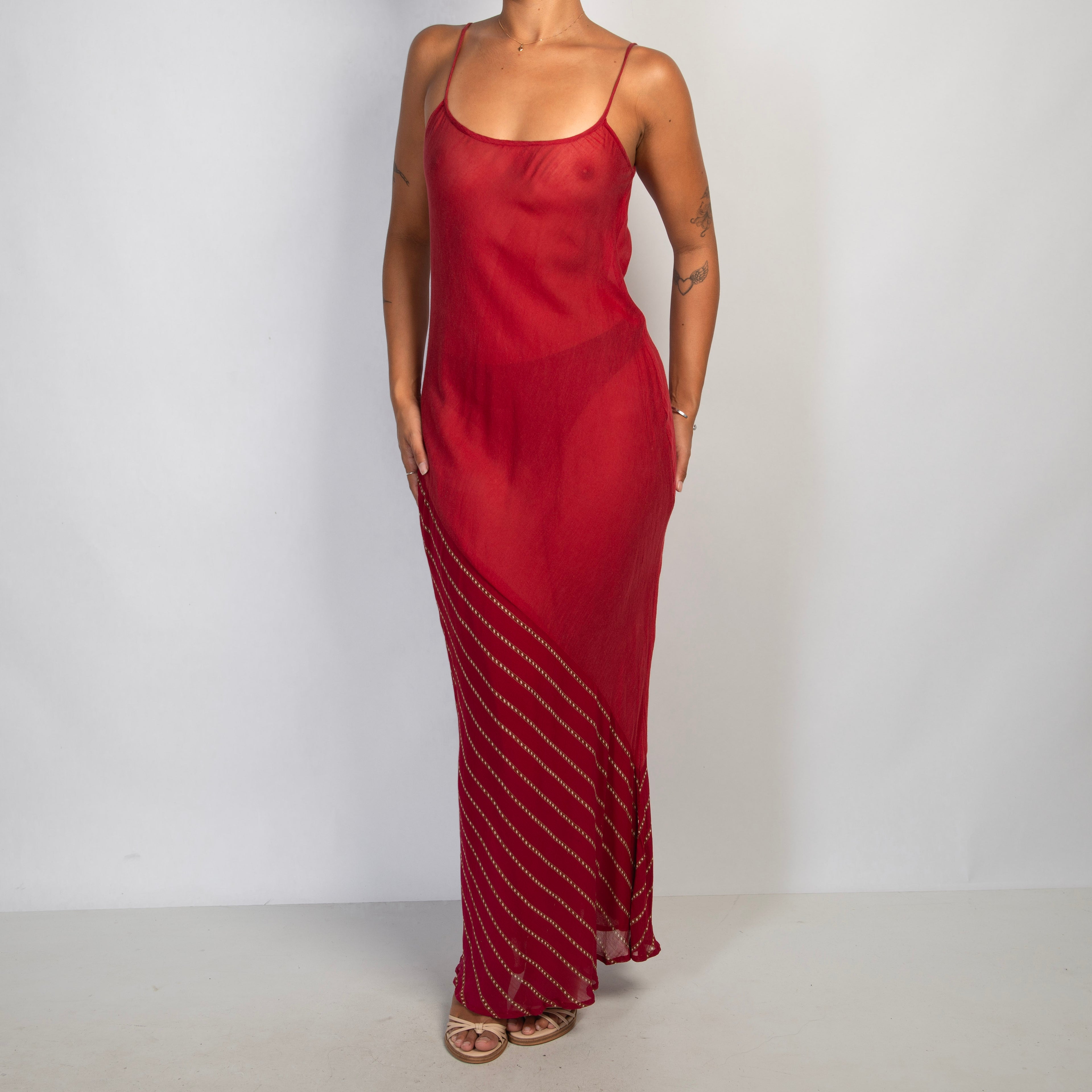 SHEER RED MAXI DRESS