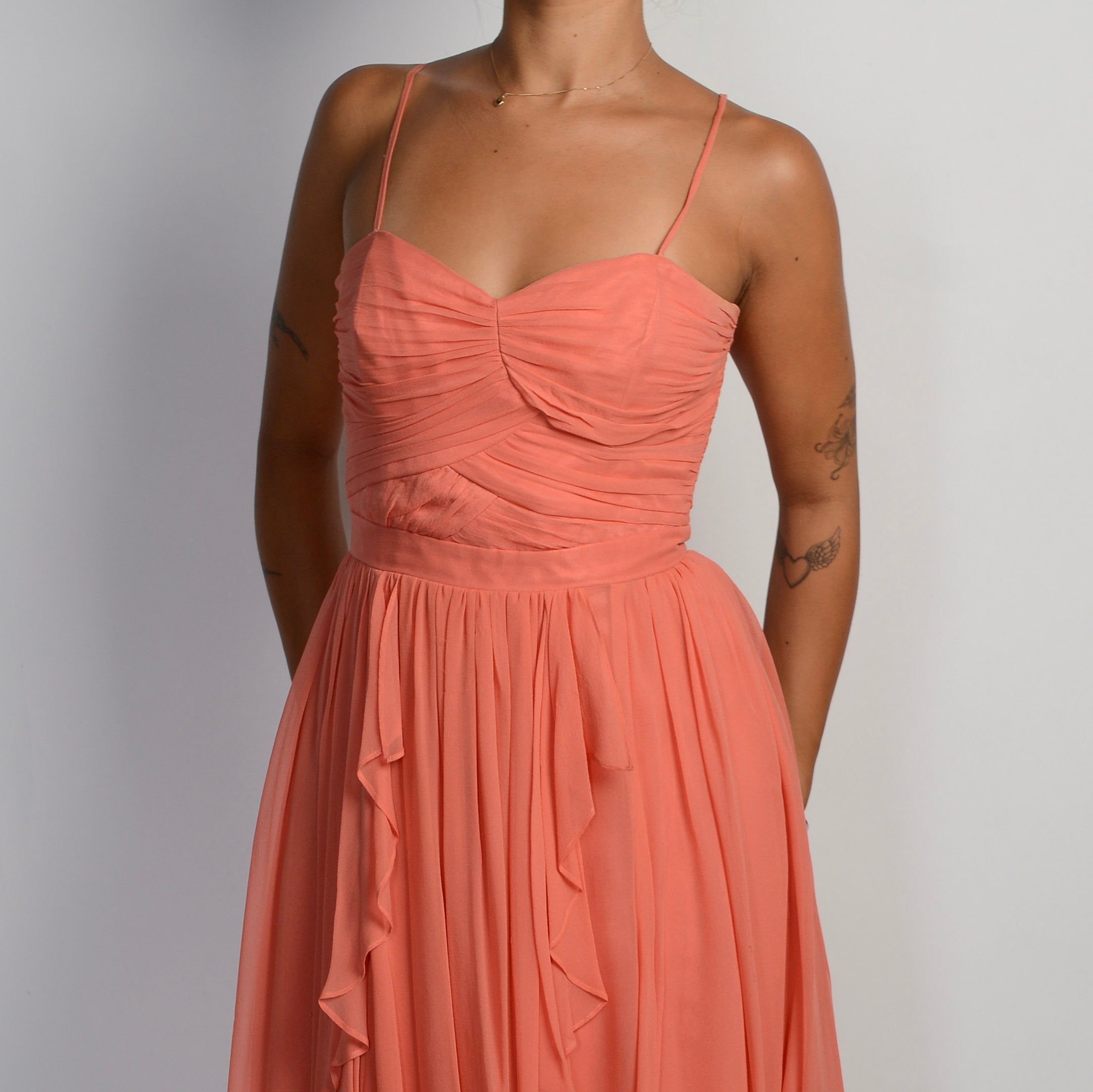 SALMON SILK DRESS