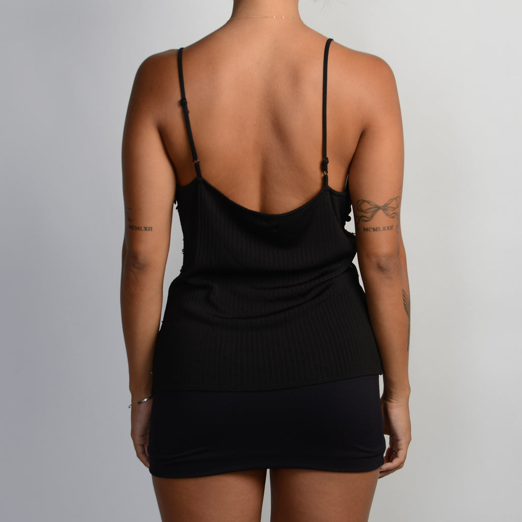 BLACK SEQUIN KNIT CAMISOLE