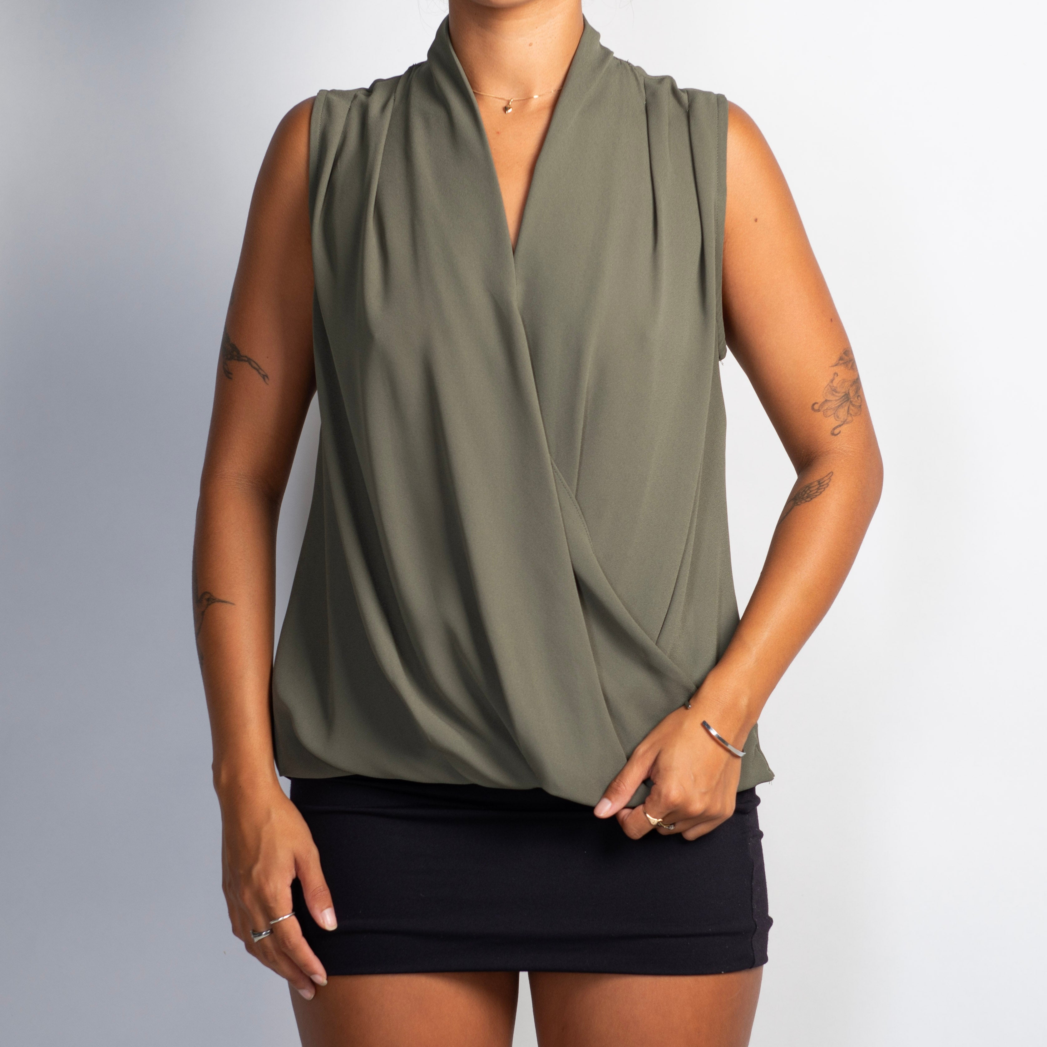 MUTED KHAKI DRAPE TOP