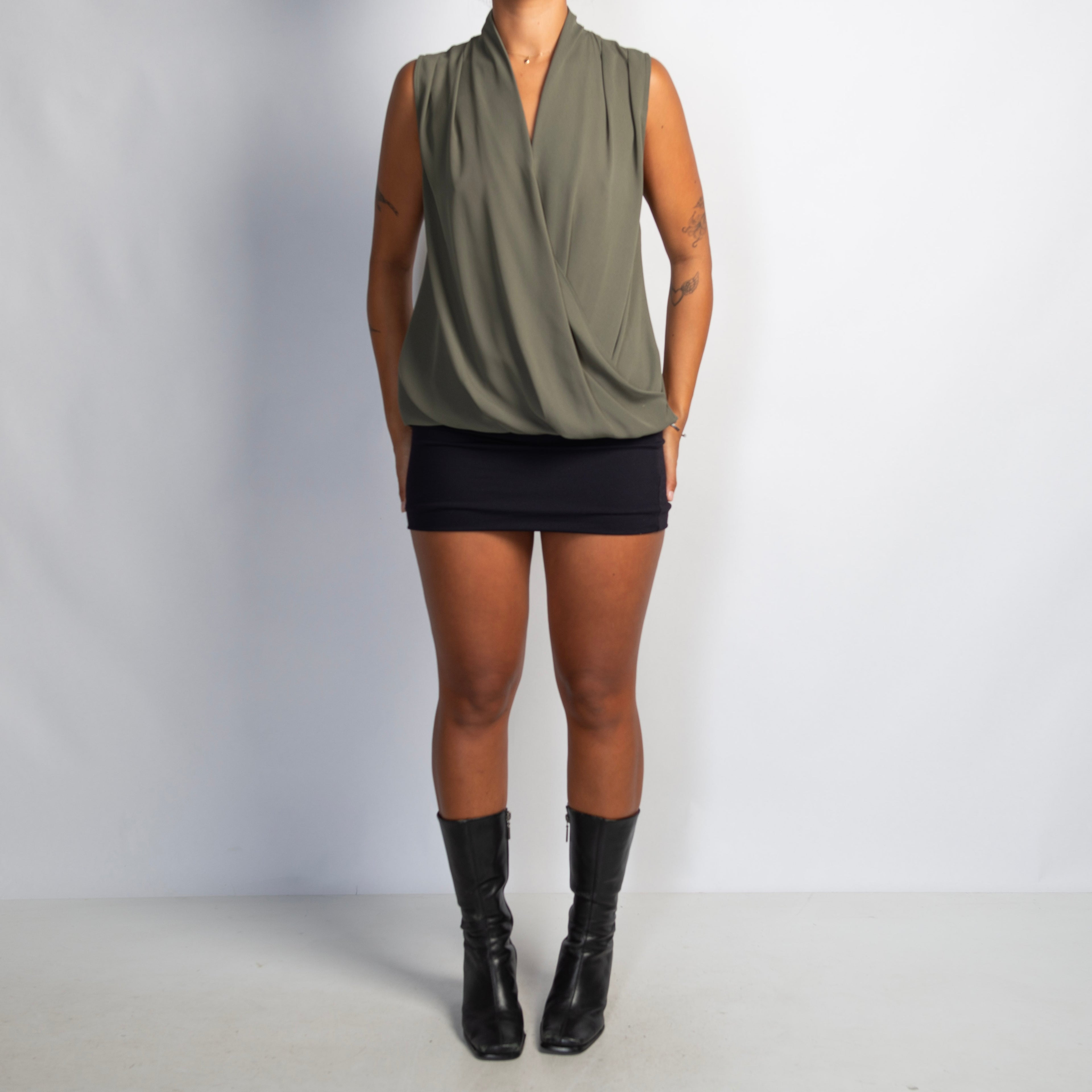 MUTED KHAKI DRAPE TOP