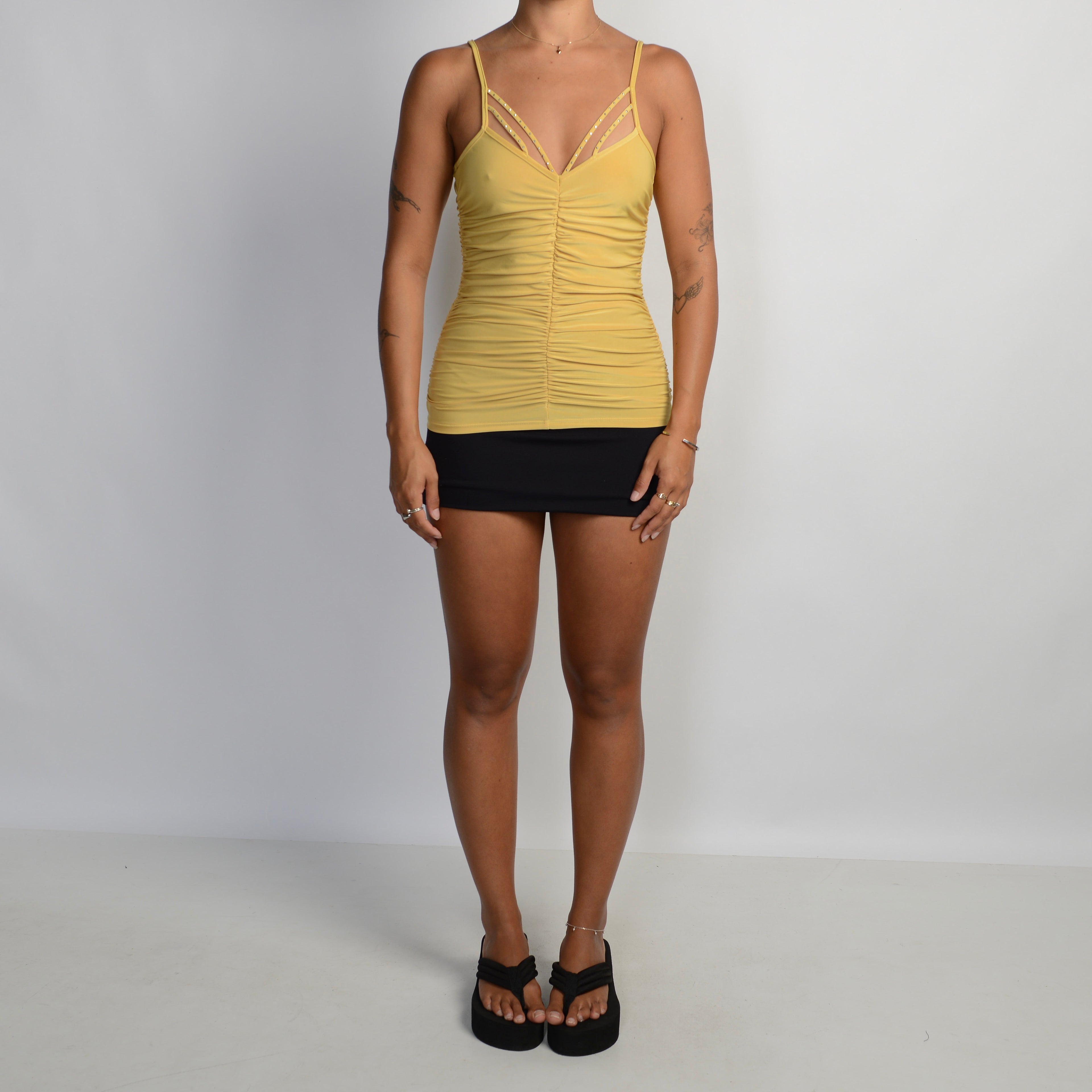 YELLOW RUCHED CAMISOLE