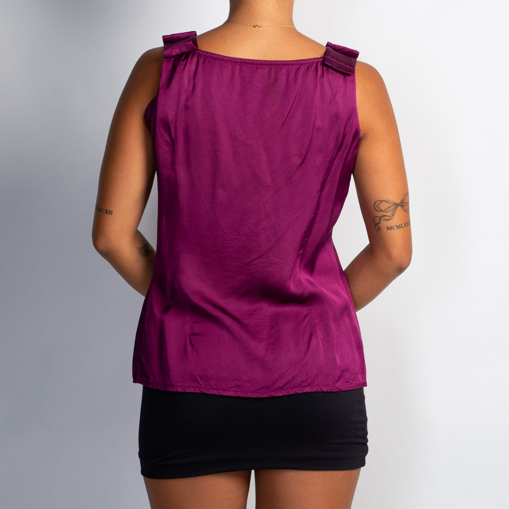 PLUM SATIN SLEEVELESS TOP