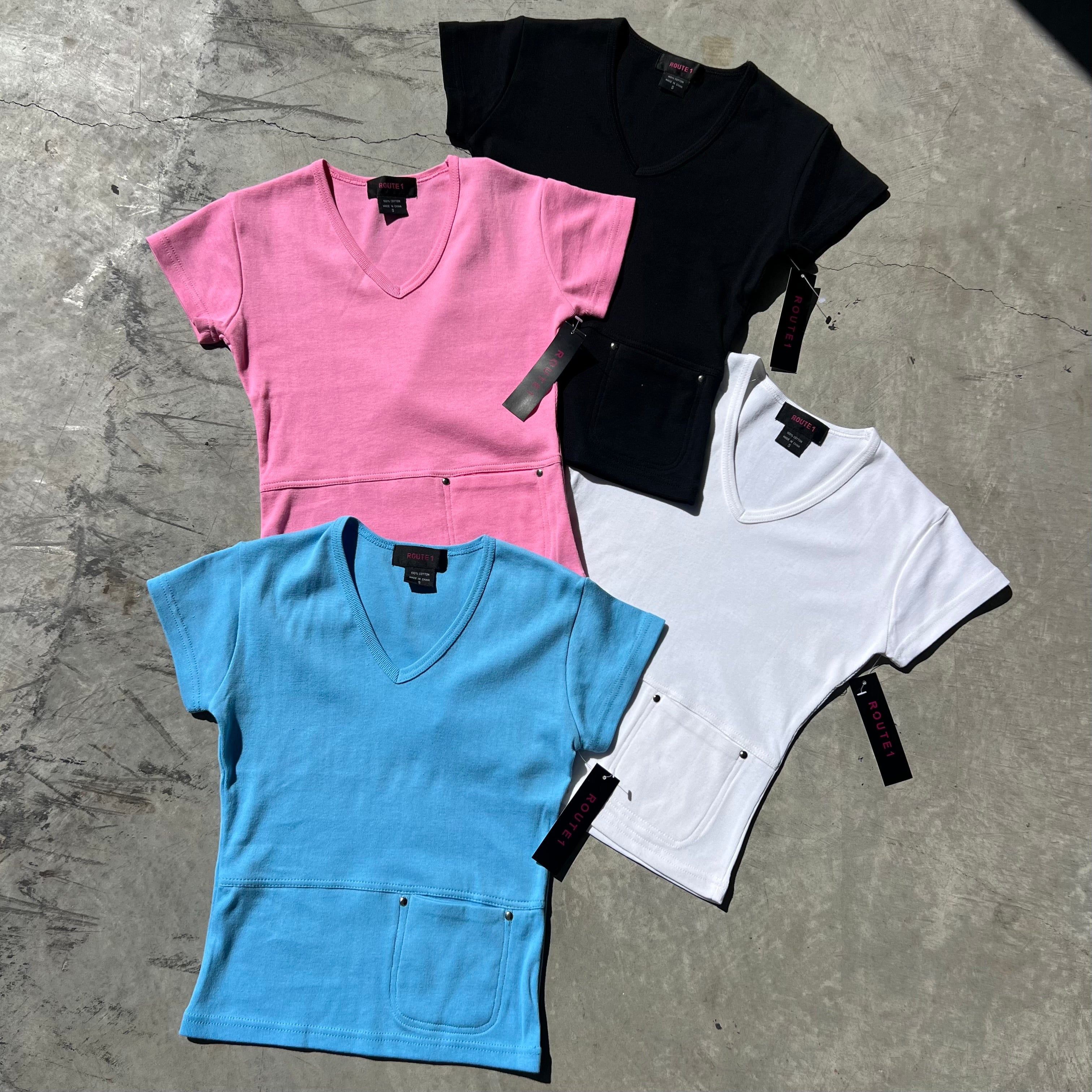 BLUE COTTON POCKET TEE