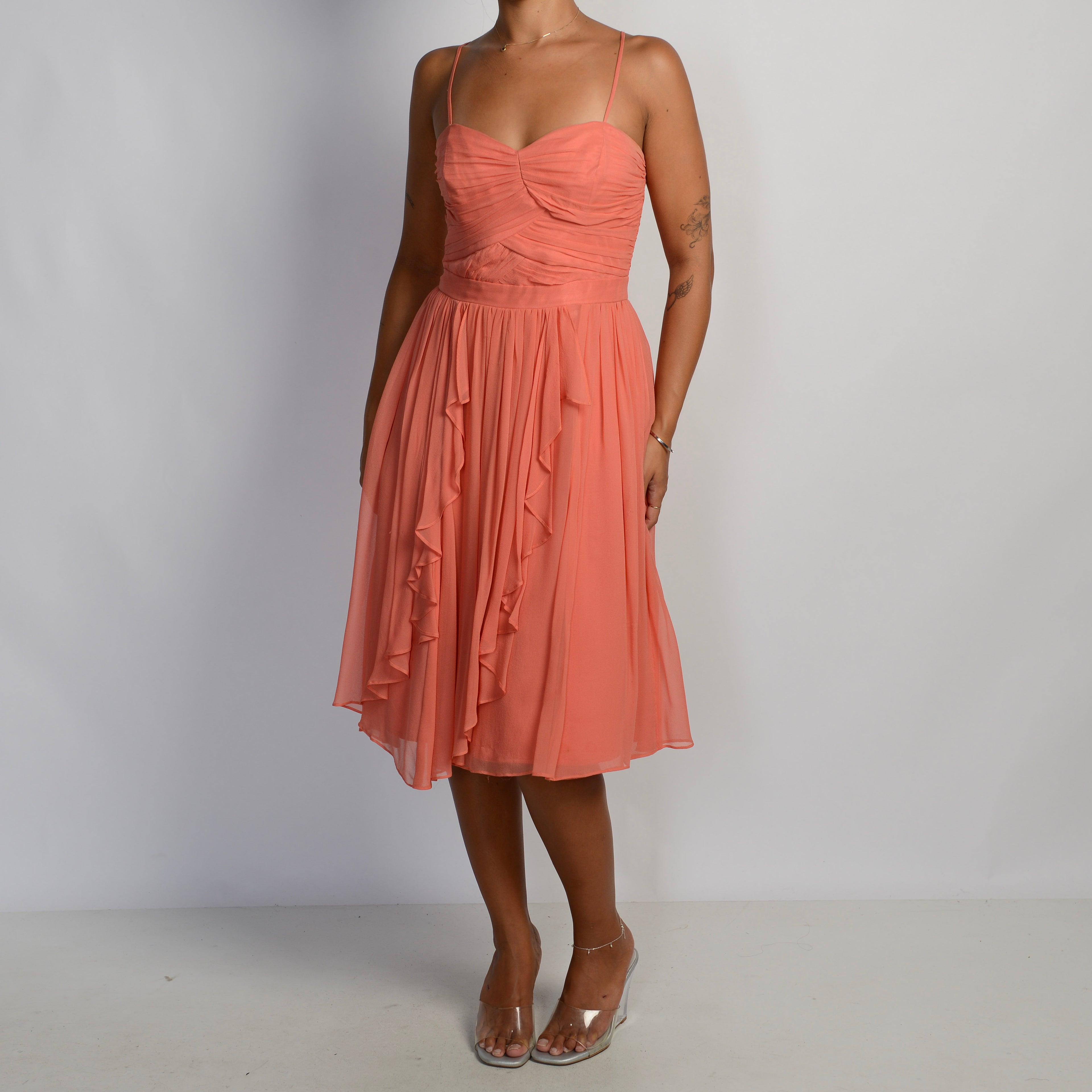 SALMON SILK DRESS