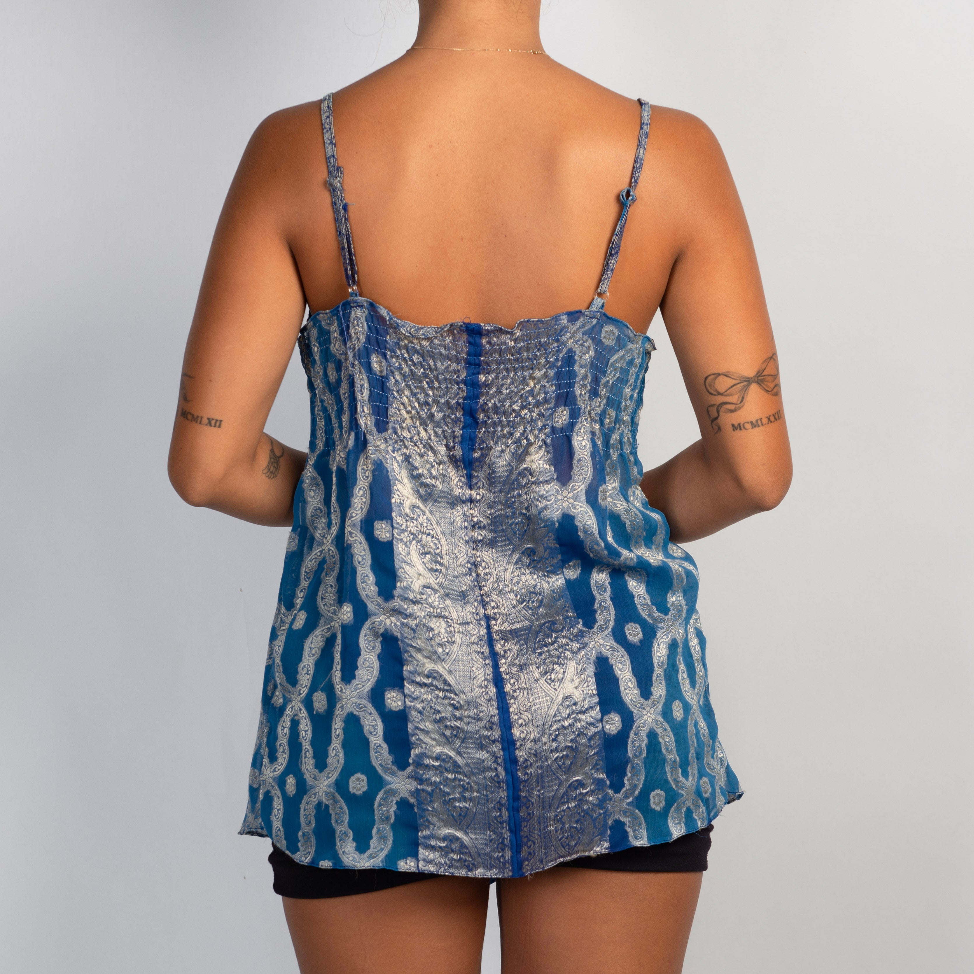 BLUE PATTERN BABYDOLL TOP