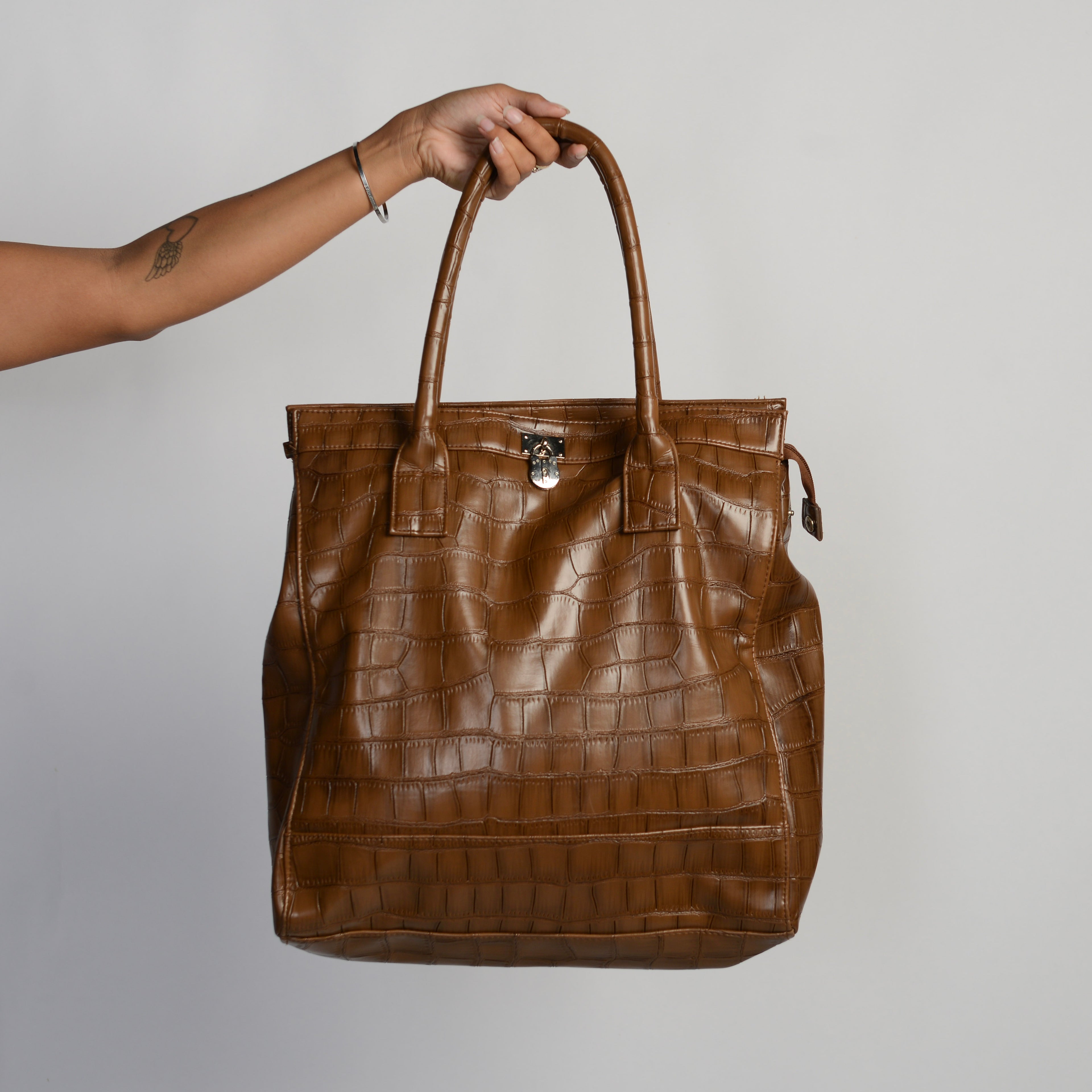 LARGE FAUX REPTILE BAG