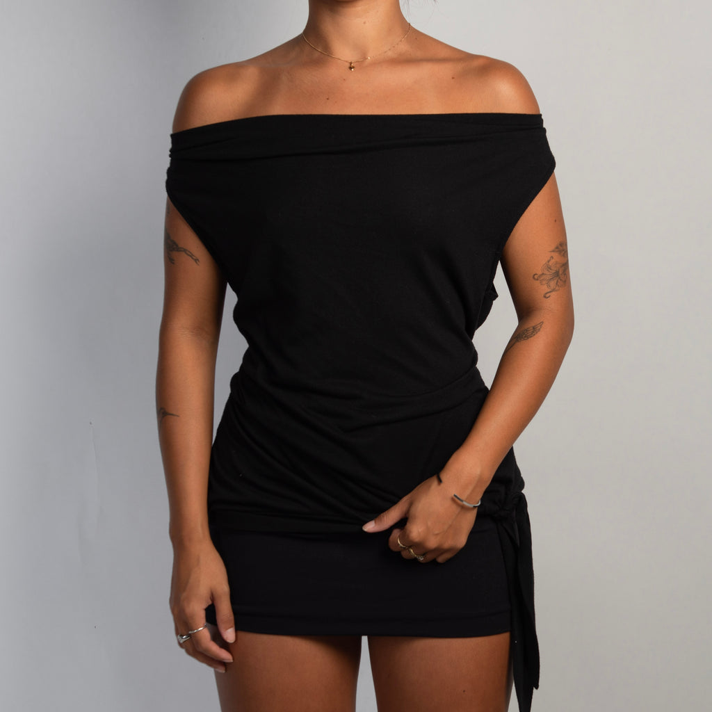 BLACK COWL NECK TOP