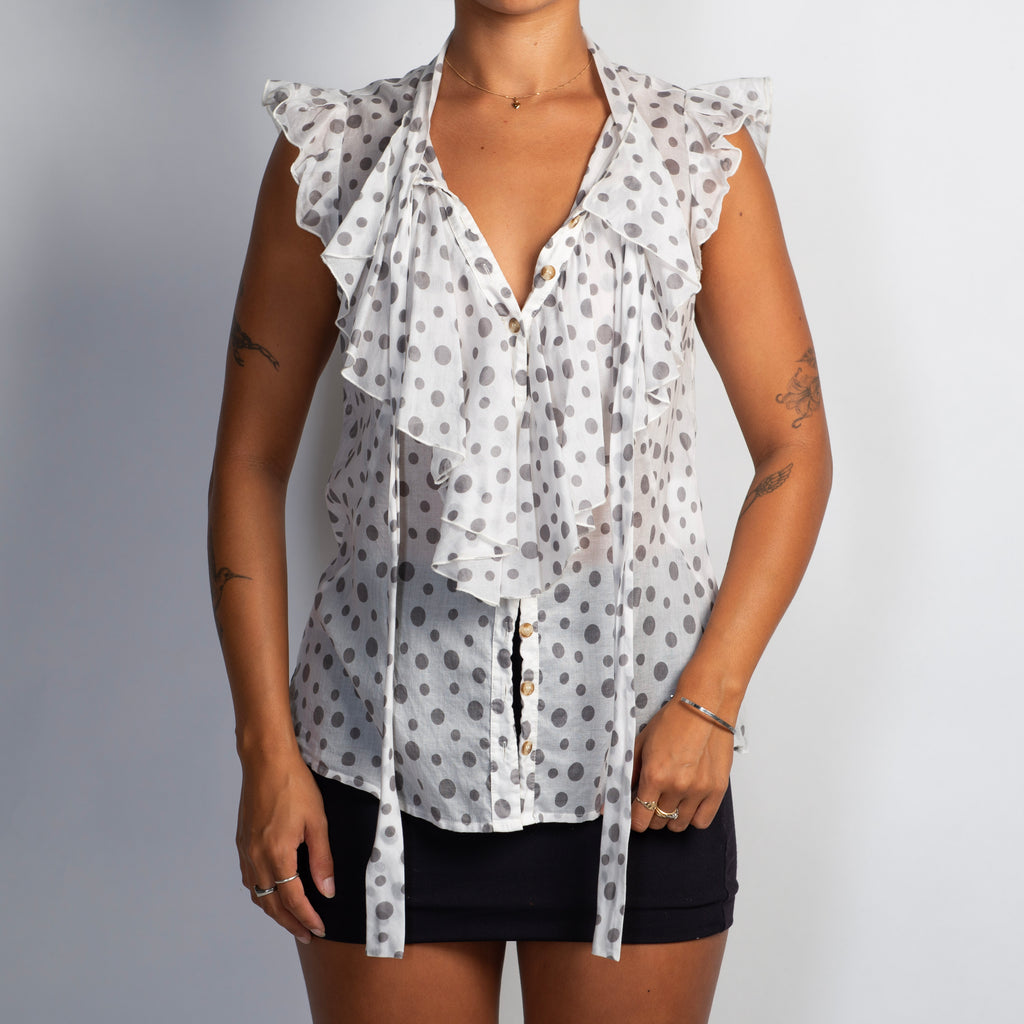 POLKA DOT RUFFLE BLOUSE