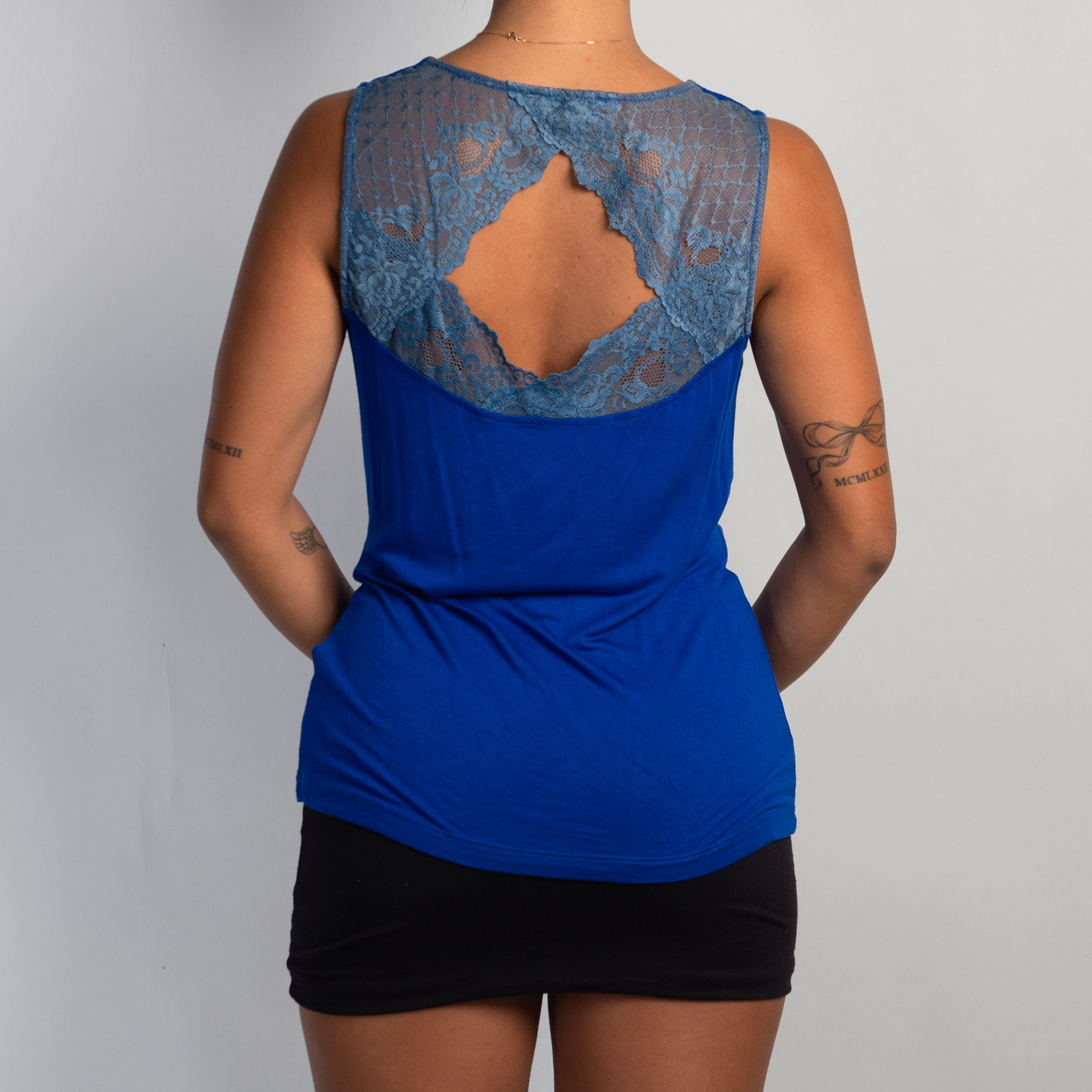COBALT COWL NECK TOP