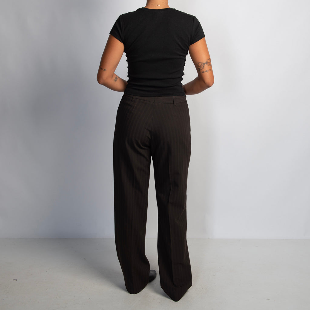 DARK BROWN STRIPE TROUSERS