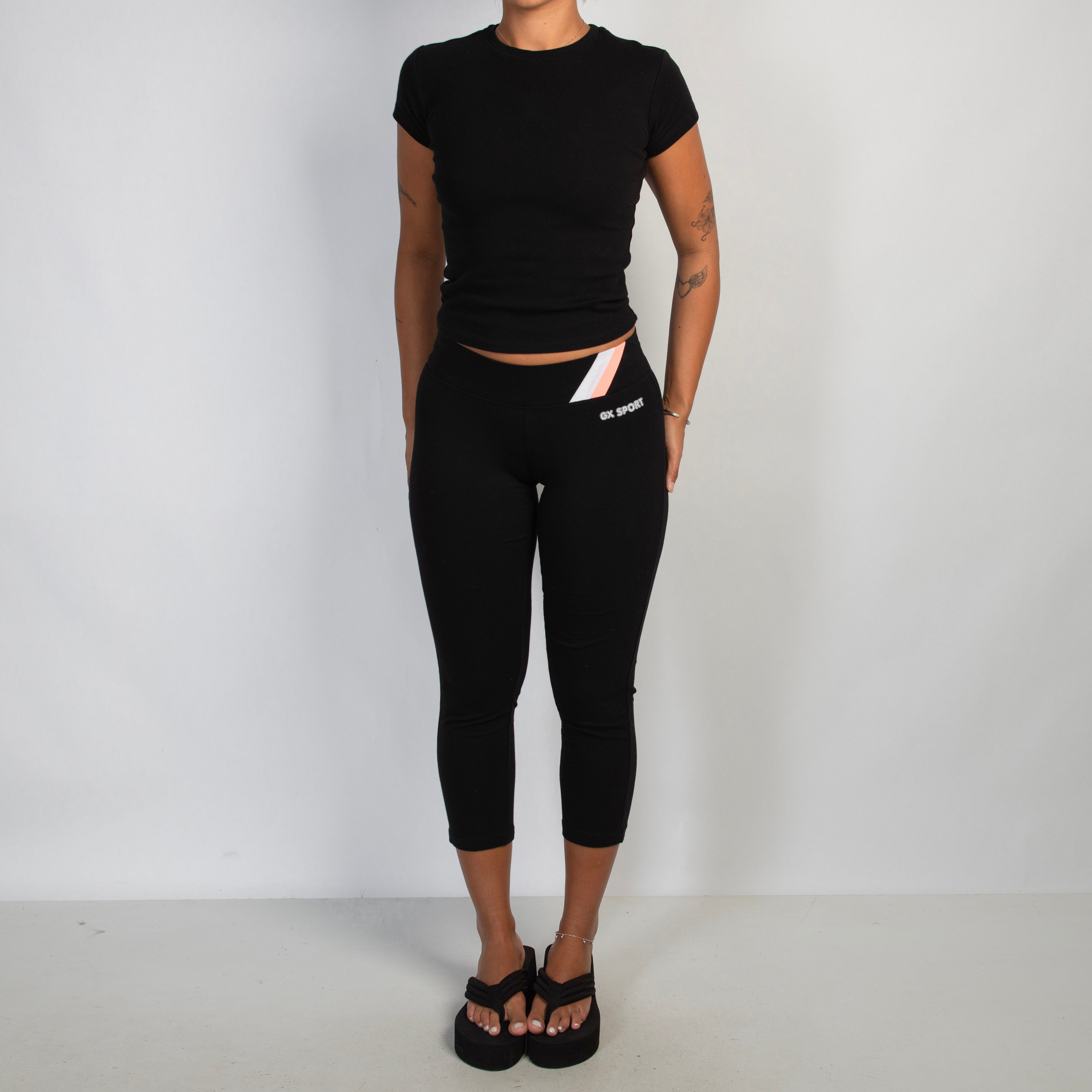 BLACK CAPRI COTTON TIGHTS