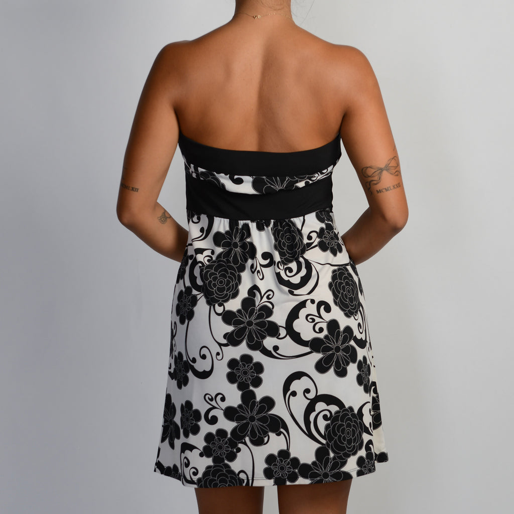 FLORAL STRAPLESS DRESS