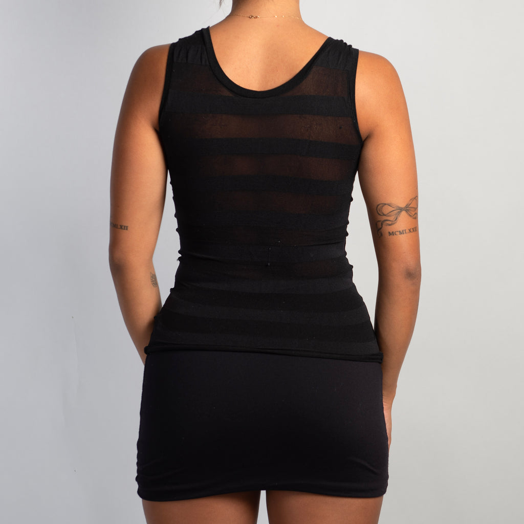 BLACK MESH STRIPE TOP